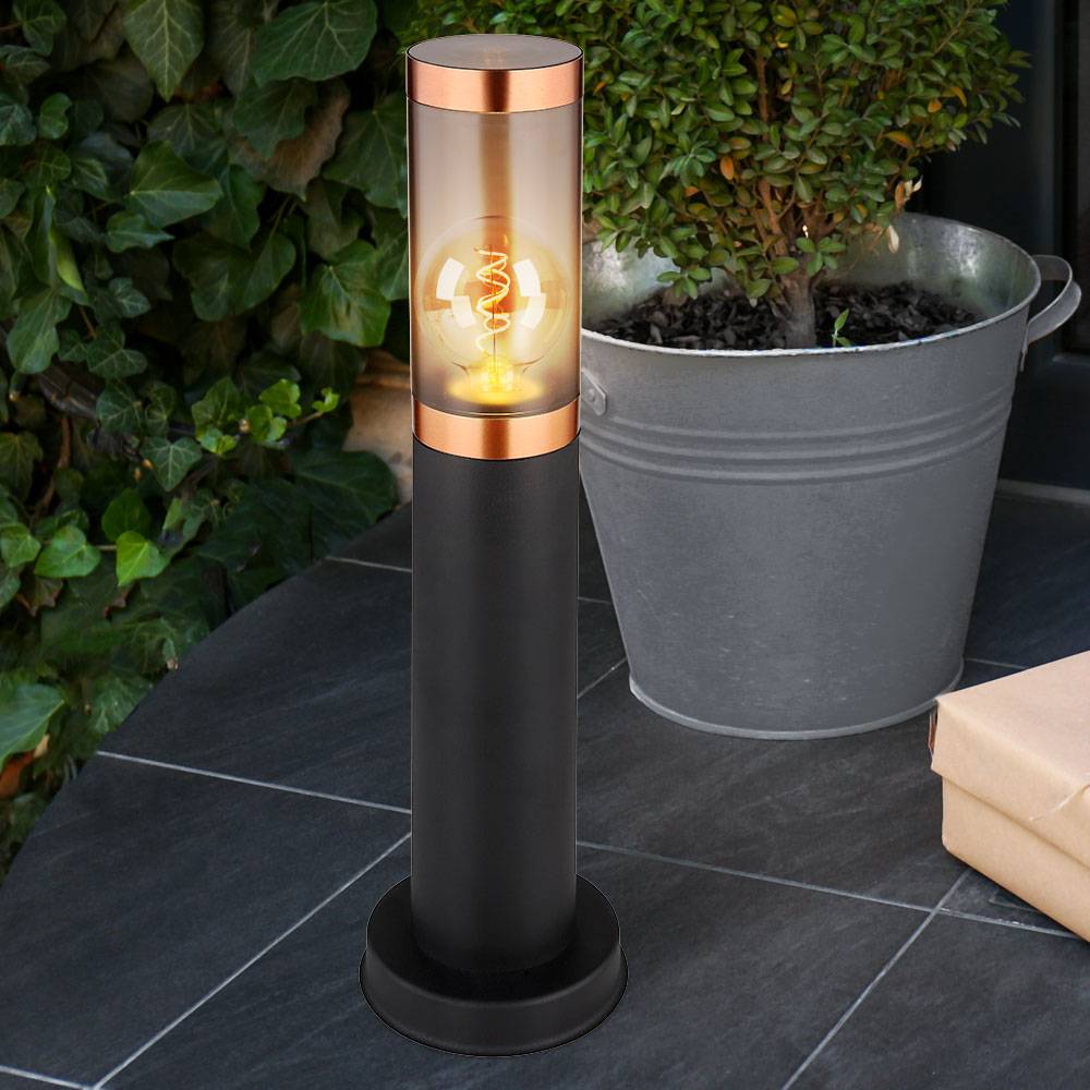 Sockelleuchte dimmbar mit Fernbedienung LED Wegelampe Außenstehlampe, RGB Farbwechsel, Edelstahl Kunststoff, 8,5W 806lm warmweiß, DxH 7,6x45 cm, 2er