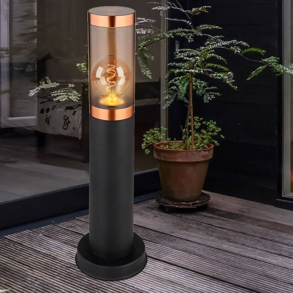 Sockelleuchte mit Fernbedienung rauch Außenbeleuchtung mit Bewegungsmelder Garten Stehlampe dimmbar, Edelstahl, RGB LED 8,5W 806Lm warmweiß, DxH 7,6