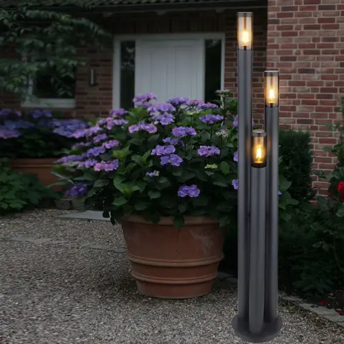Wegeleuchten Außen Edelstahl Außenlampe Standleuchte Gartenleuchte Groß für draußen, anthrazit rauch, 3 Flammig E27, DxH 28x170 cm Wegeleuchten Außen Edelstahl Außenlampe Standleuchte Gartenleuchte Groß für draußen, anthrazit rauch, 3 Flammig E27, DxH 28x170 cm