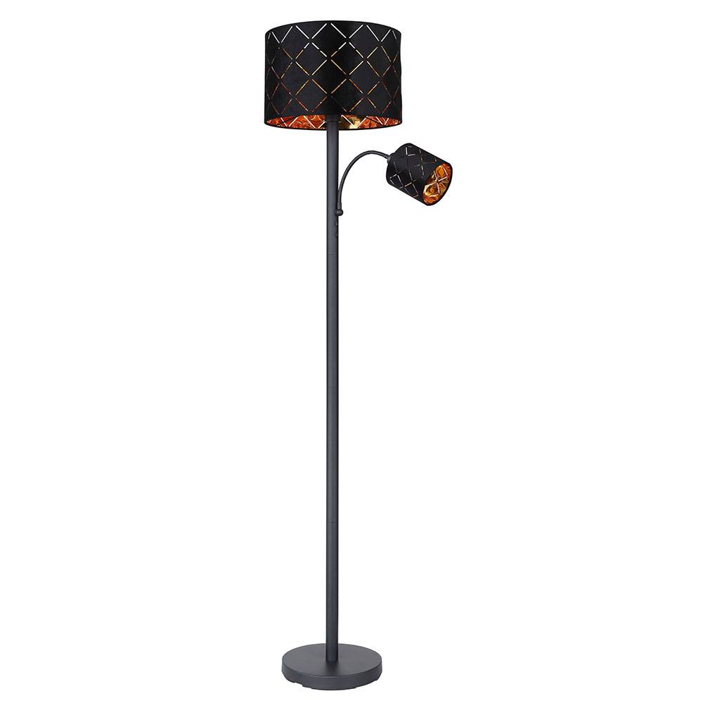 Stehleuchte mit Leselampe Stehlampe Wohnzimmer Stehleuchte Leseleuchte schwarz gold, App Steuerung dimmbar, 1x 8,5W 1x 4,8W, DxH 35 x 162 cm