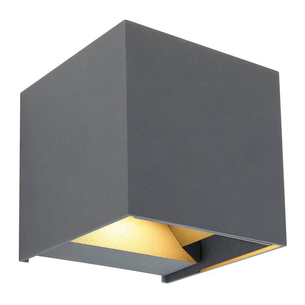 Außenwandleuchte anthrazit Fassadenleuchte LED Gartenleuchte Haustürlampe Aluminium, Lichtkegel verstellbar, 3W 290lm warmweiß, BxH 10x10 cm