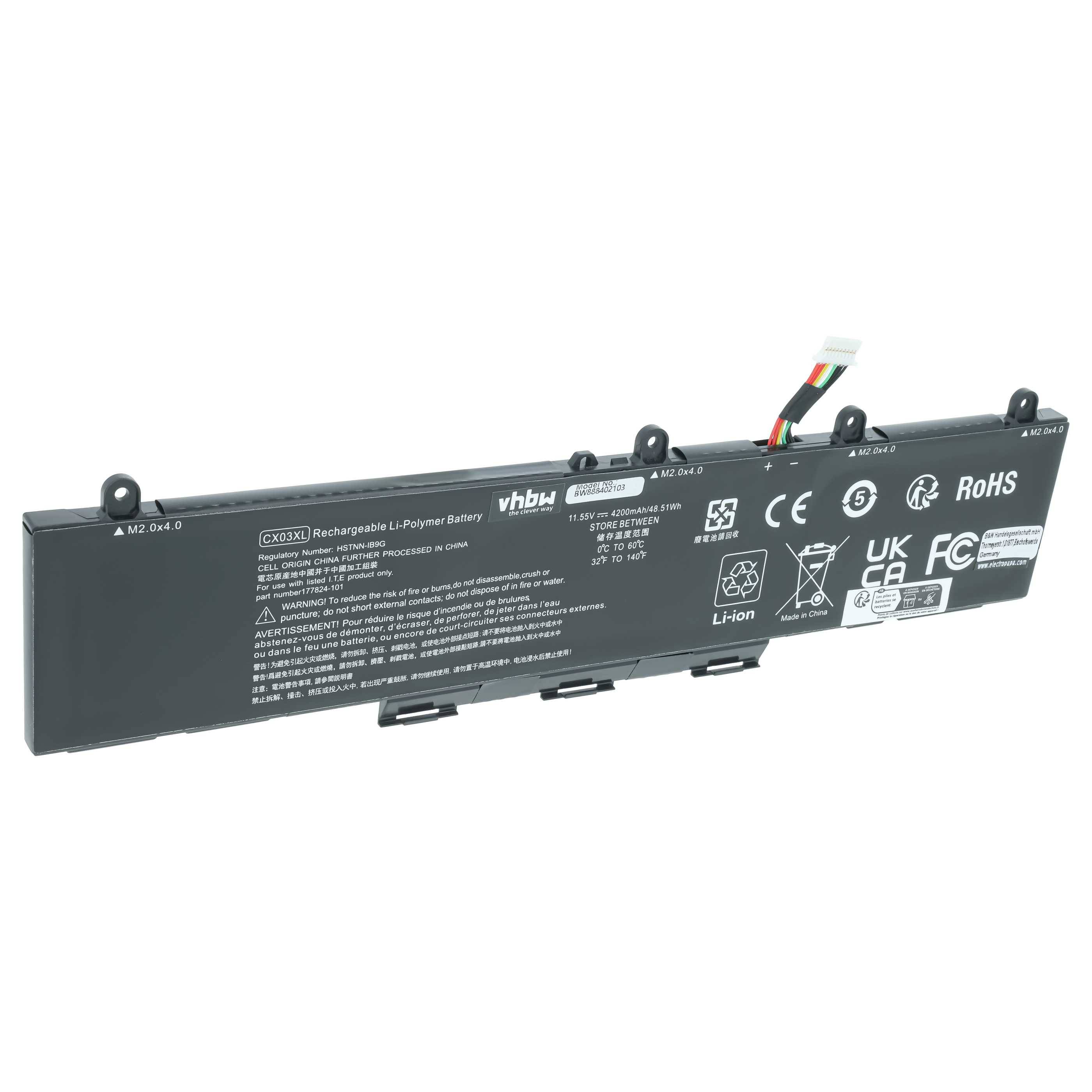 vhbw Akku kompatibel mit HP EliteBook x360 830 G8, x360 830 G7, 855 G7 Notebook (4200 mAh, 11,55 V, Li-Polymer)