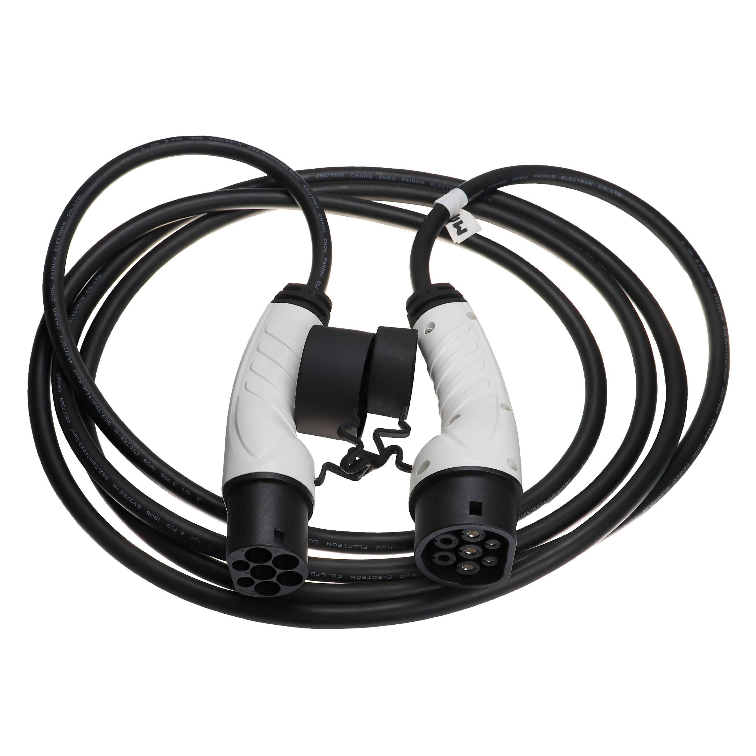 vhbw Ladekabel Typ 2 zu Typ 2 kompatibel mit Ford Tourneo Custom Elektroauto, 1-phasig, 16 A, 3,5 kW, 5 m