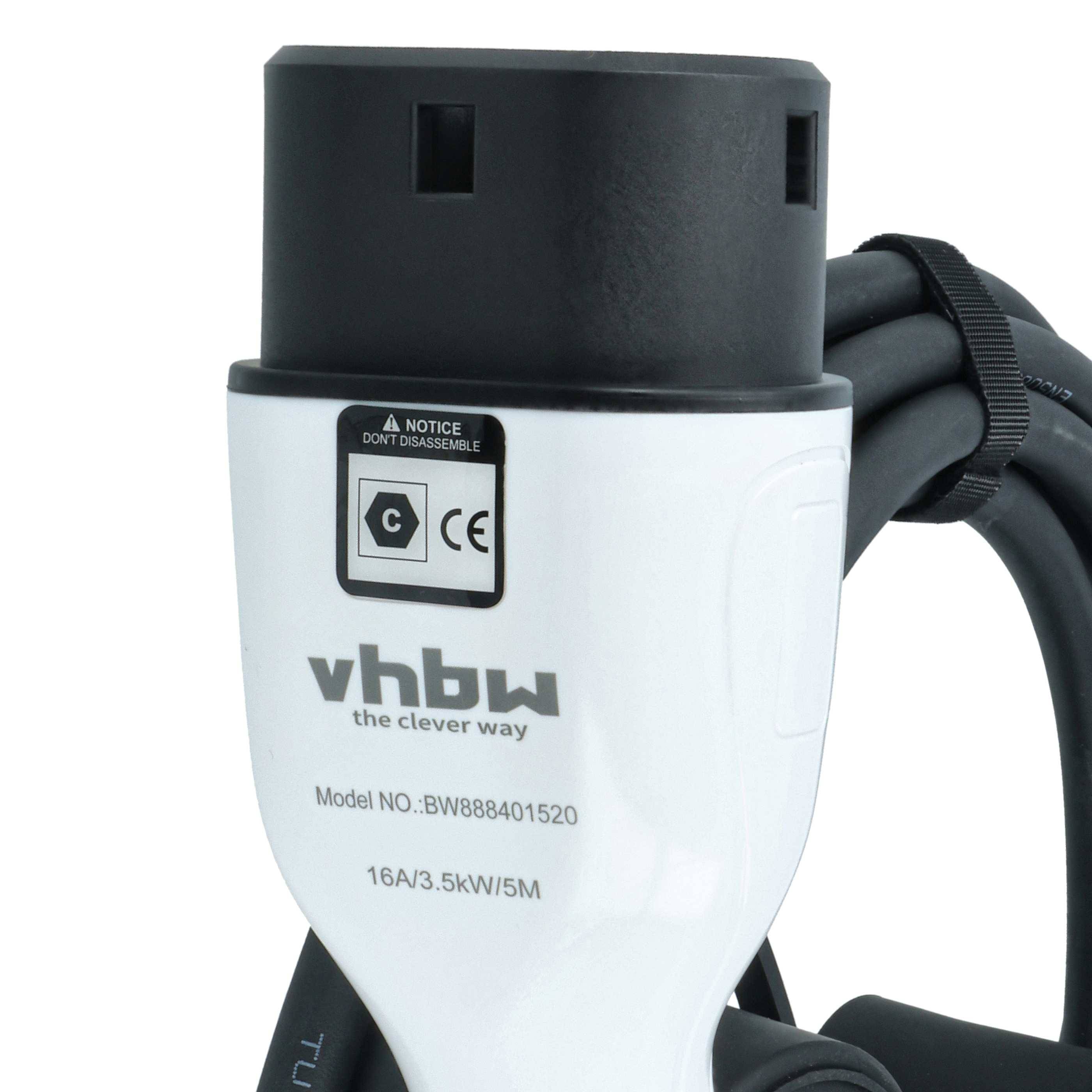 vhbw Typ 2 Ladekabel 3,5 kW 16 A 1-phasig 5 m für E-Auto - Kabel für Wallbox & Ladestation