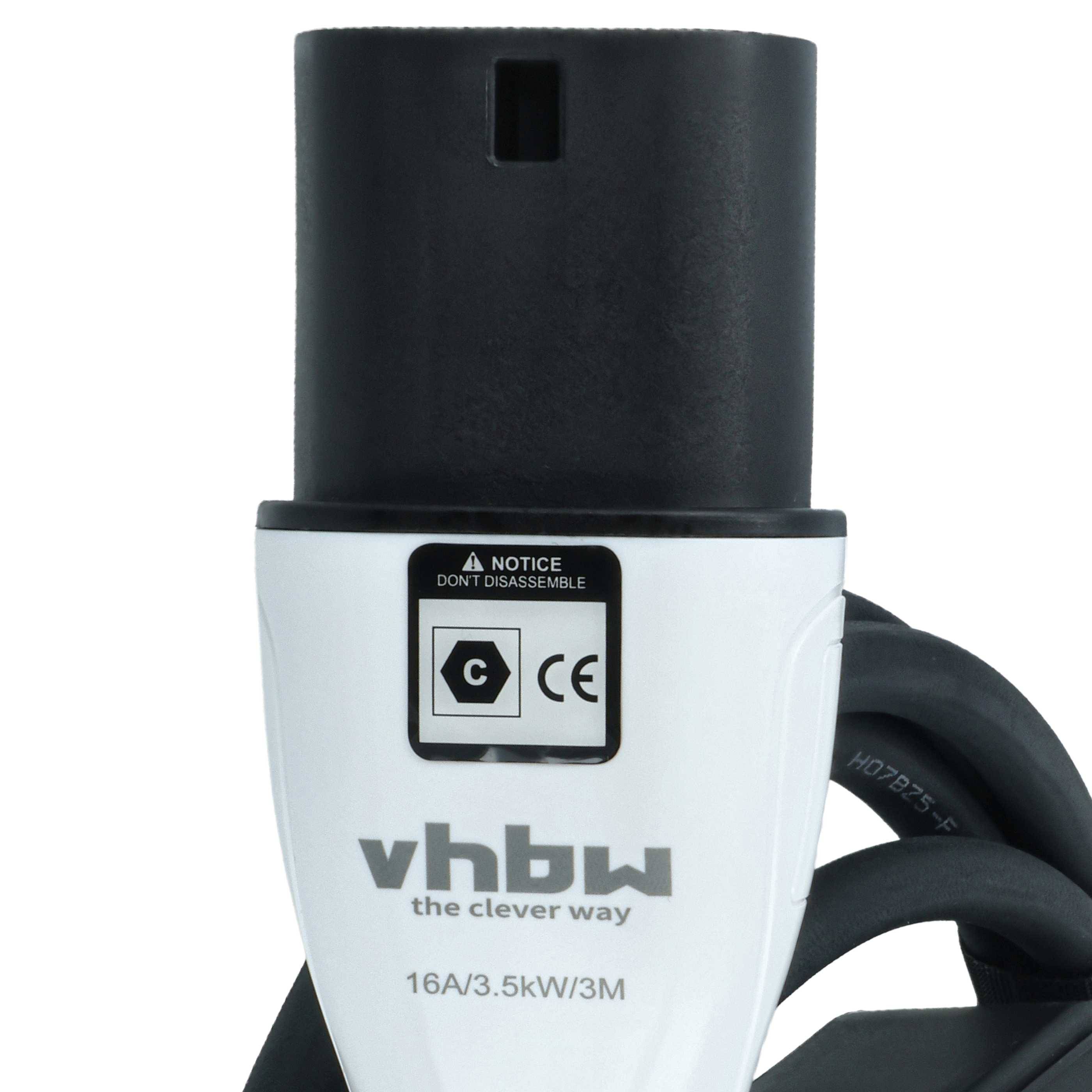 vhbw Typ 2 Ladekabel 3,5 kW 16 A 1-phasig 3 m für E-Auto - Kabel für Wallbox & Ladestation