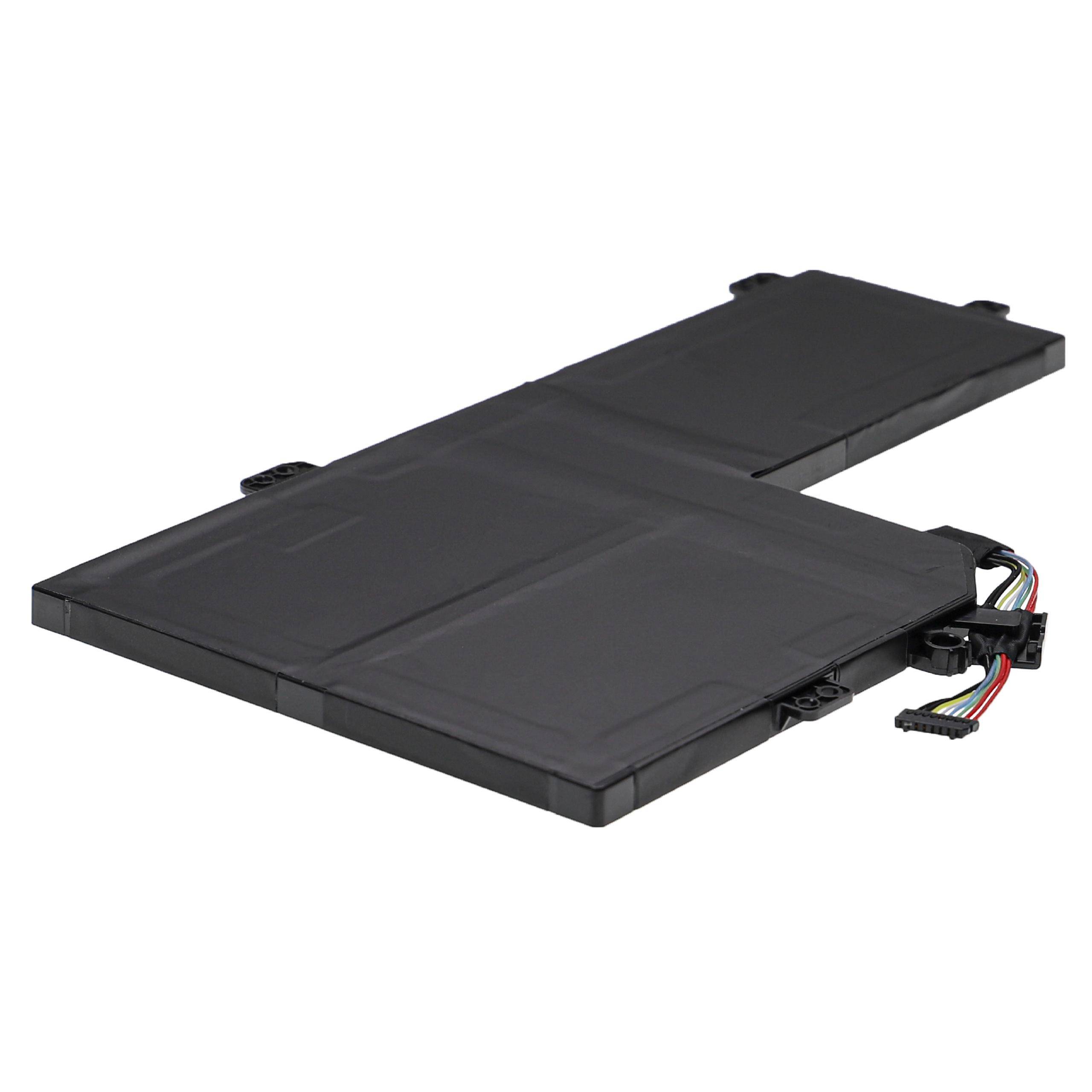 Ein flacher, rechteckiger Laptop-Akku mit schwarzem Gehäuse und mehrfarbigen Drähten, die von der Seite herausführen, konzipiert als interne Komponente für ein Gerät.