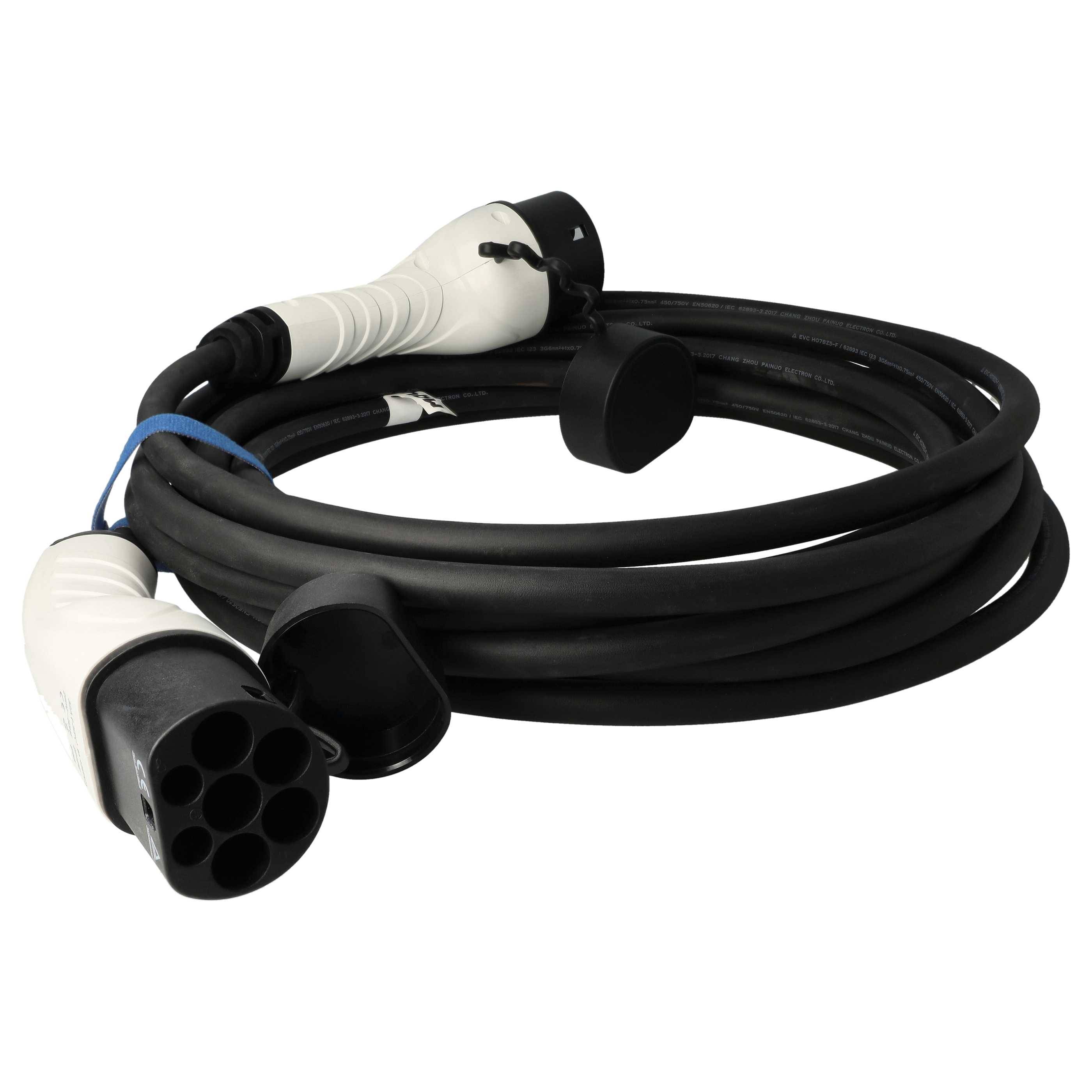 vhbw Ladekabel Typ 2 zu Typ 2 für Elektroauto, 1-phasig, 32 A, 7 kW, 10 m