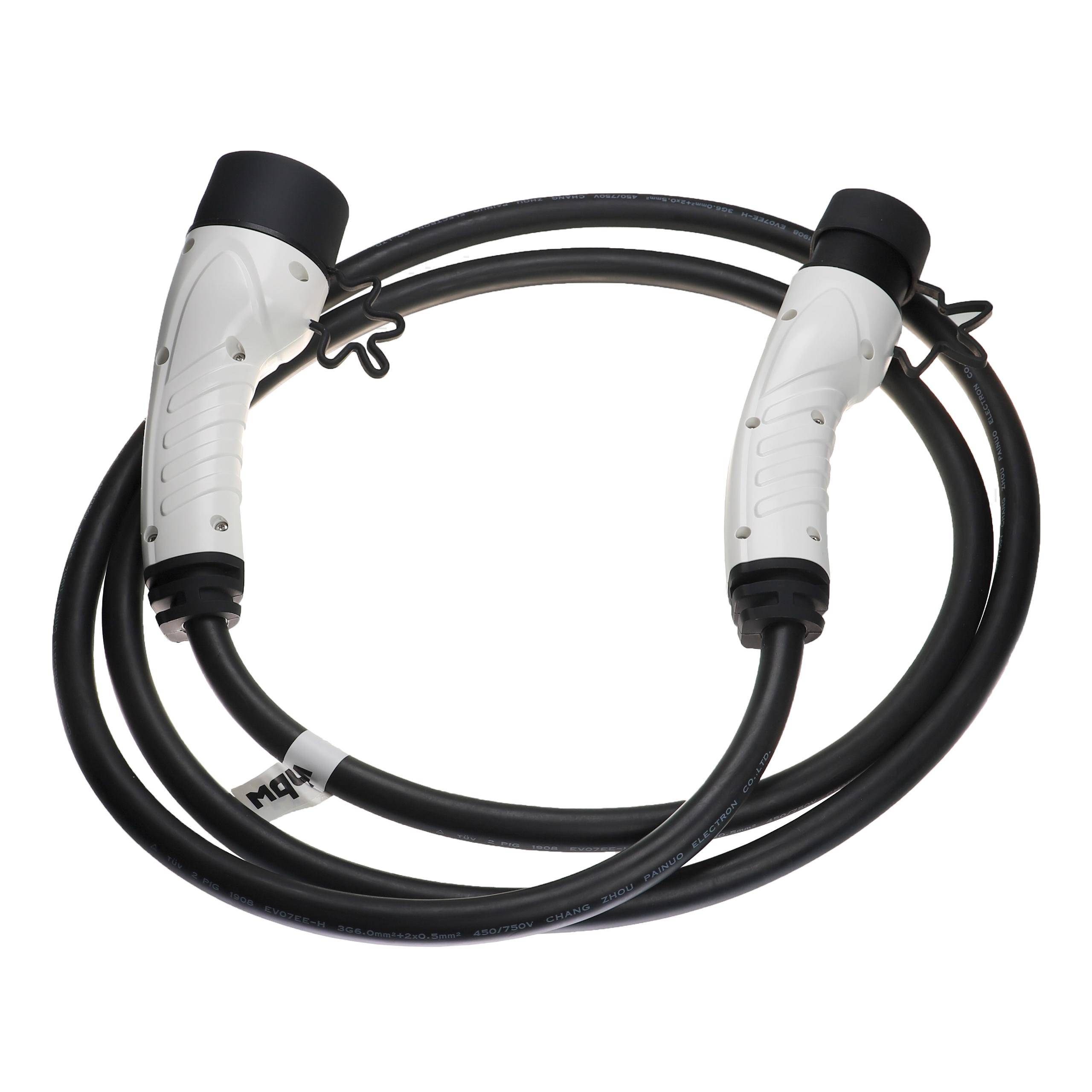 vhbw Ladekabel Typ 2 zu Typ 2 kompatibel mit Volvo XC60 Recharge, XC90 PHEV Elektroauto, 1-phasig, 32 A, 7 kW, 3 m