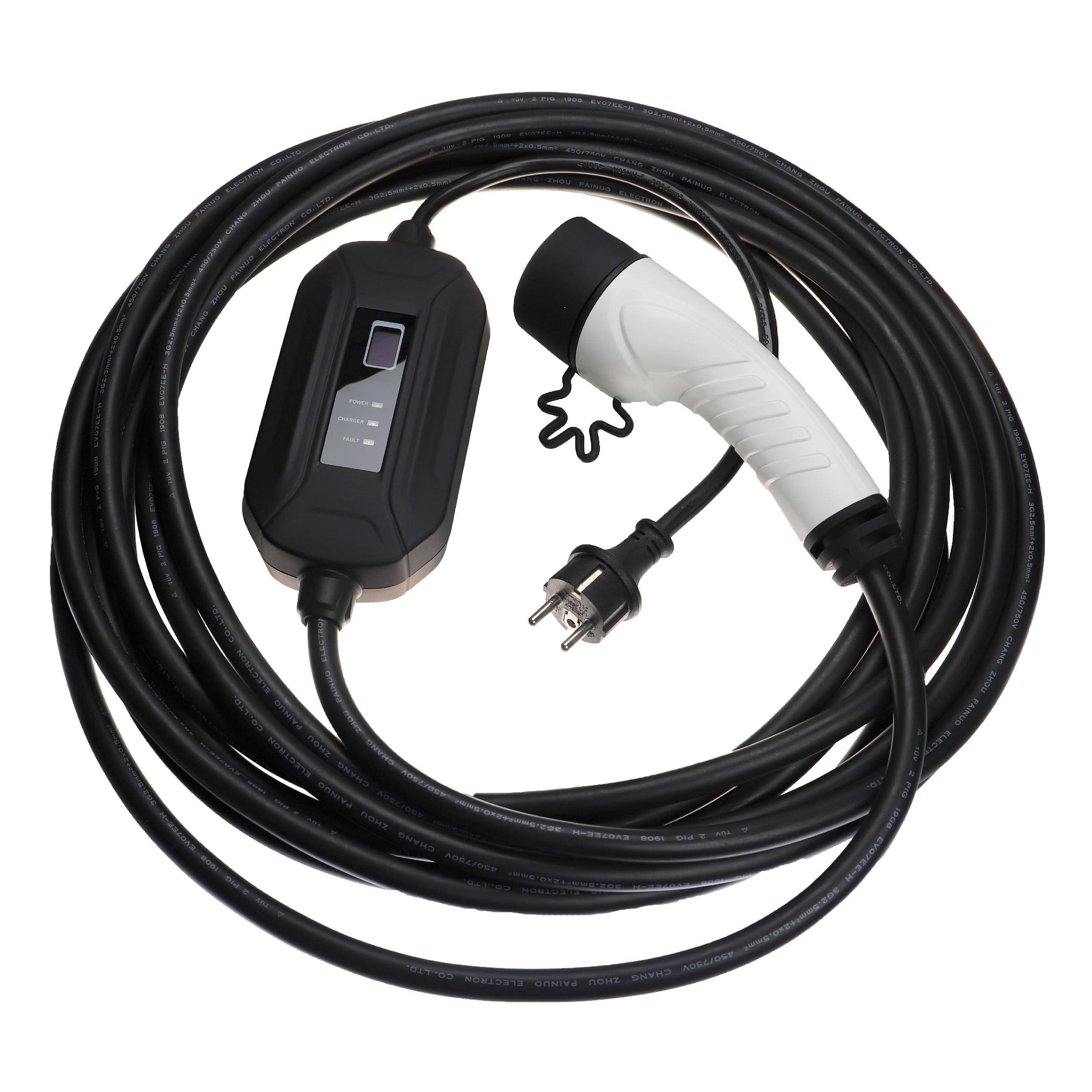 vhbw Ladekabel Typ 2 zu Typ F CEE 7/7 kompatibel mit Audi e-tron Sportback, Q3 TFSI e Elektroauto, 1-phasig, 16 A, 3,5 kW, 10 m