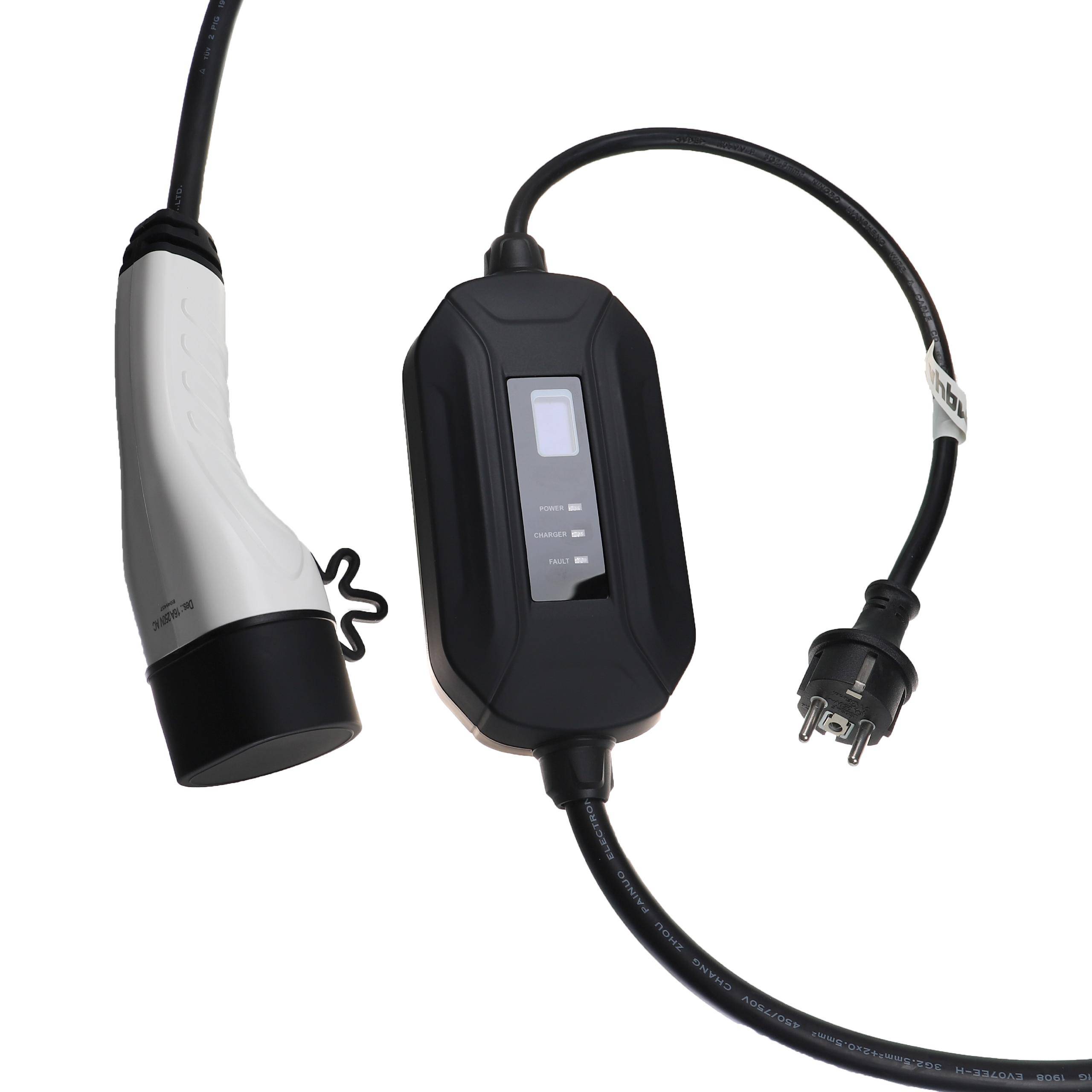 vhbw Ladekabel Typ 2 zu Typ F CEE 7/7 kompatibel mit Ford S-Max Hybrid, Puma Hybrid Elektroauto, 1-phasig, 16 A, 3,5 kW, 10 m