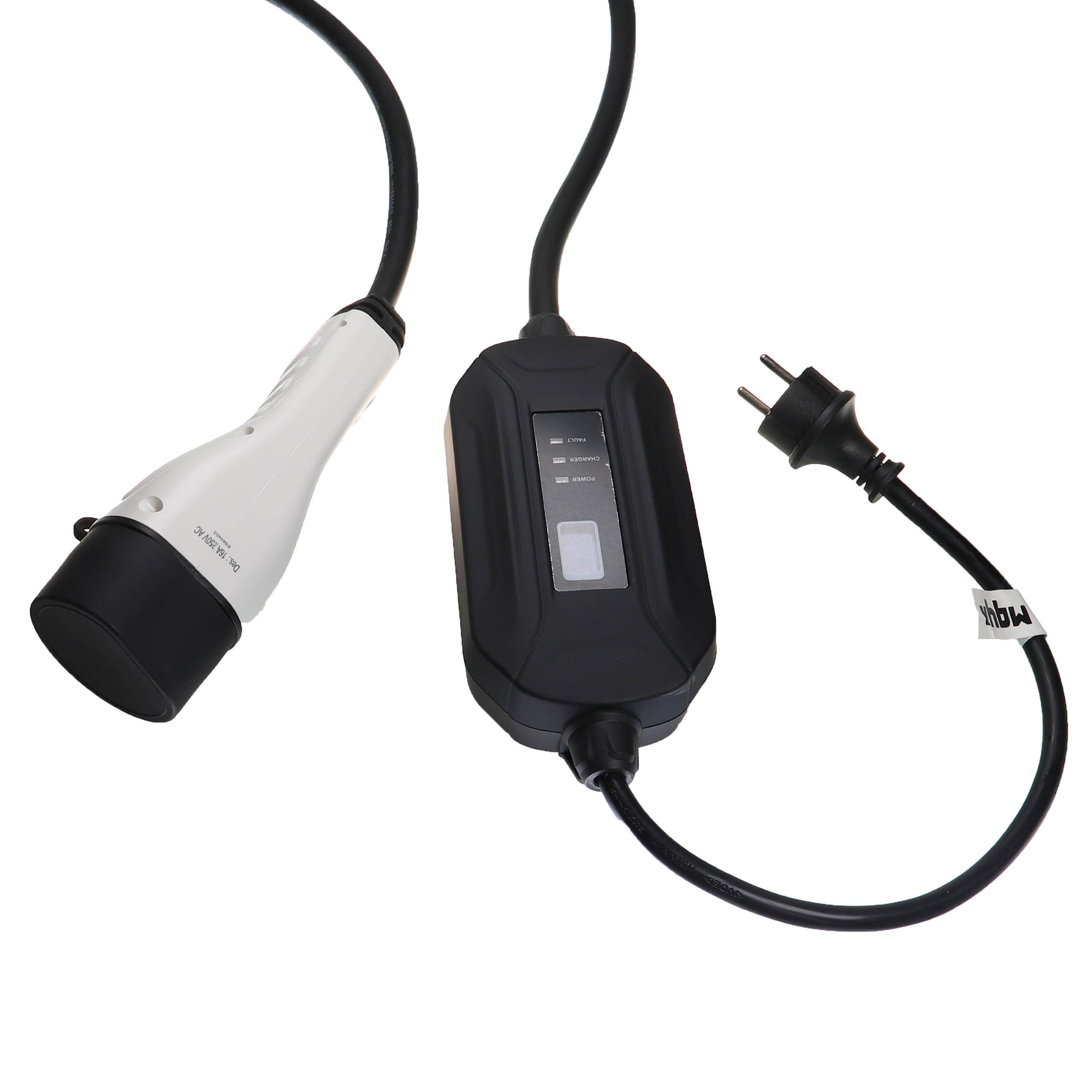 vhbw Ladekabel Typ 2 zu Typ F CEE 7/7 kompatibel mit Peugeot E-2008 Active, e-208 Elektroauto, 1-phasig, 16 A, 3,5 kW, 7 m