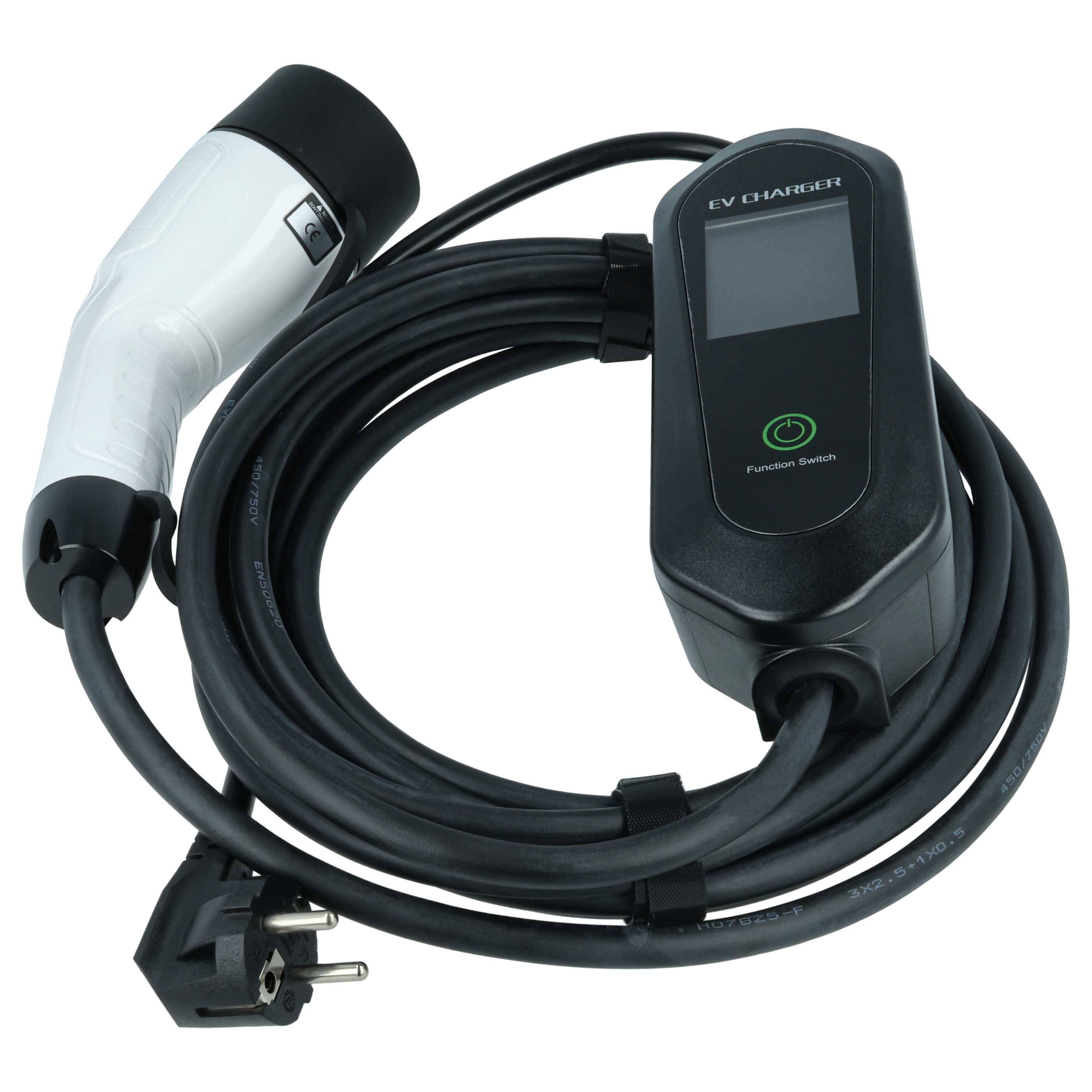 vhbw Typ 2 Ladekabel 3,5 kW 16 A 1-phasig 7 m für E-Auto - Kabel für Wallbox & Haushaltssteckdose Typ F CEE 7/7