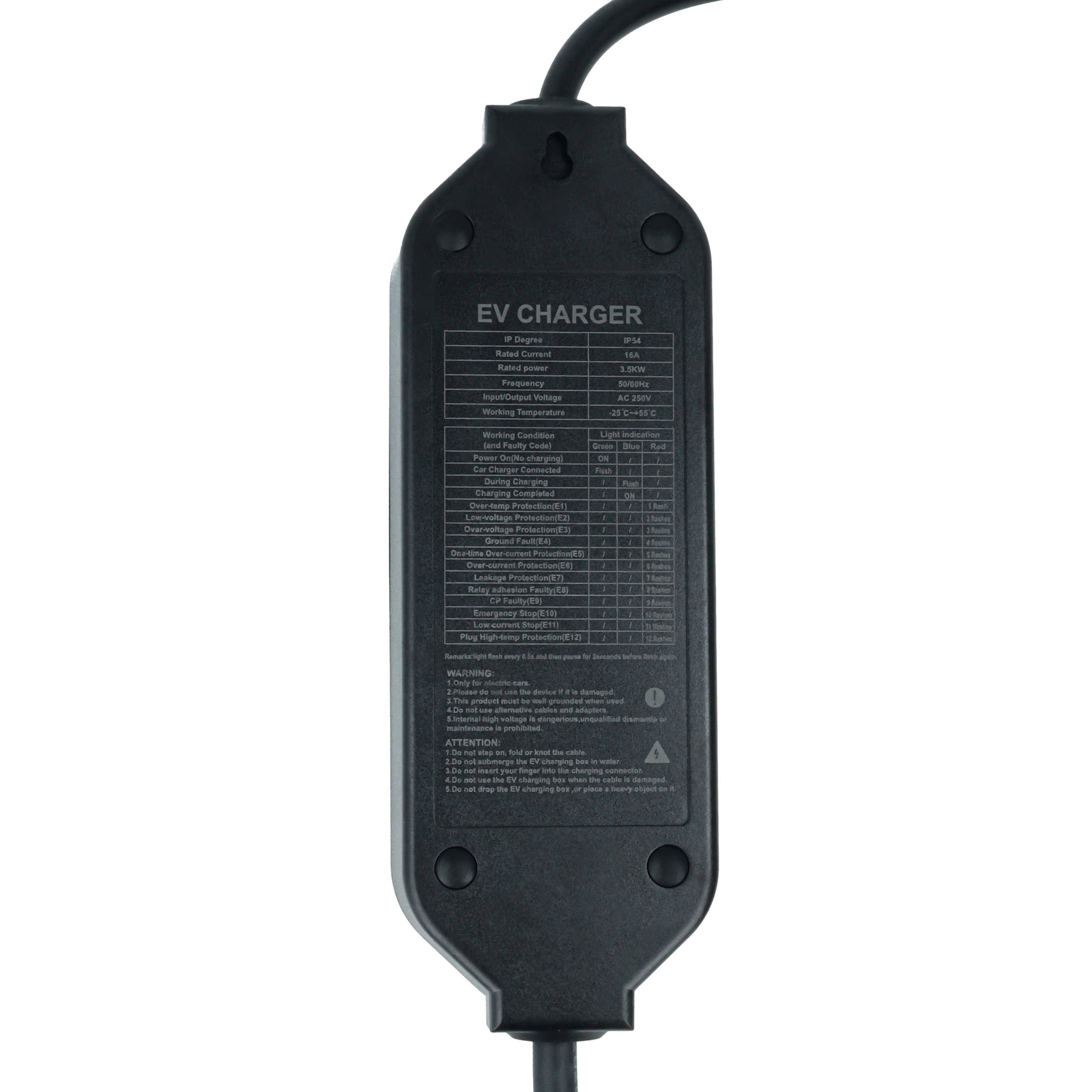 vhbw Typ 2 Ladekabel 3,5 kW 16 A 1-phasig 7 m für E-Auto - Kabel für Wallbox & Haushaltssteckdose Typ F CEE 7/7