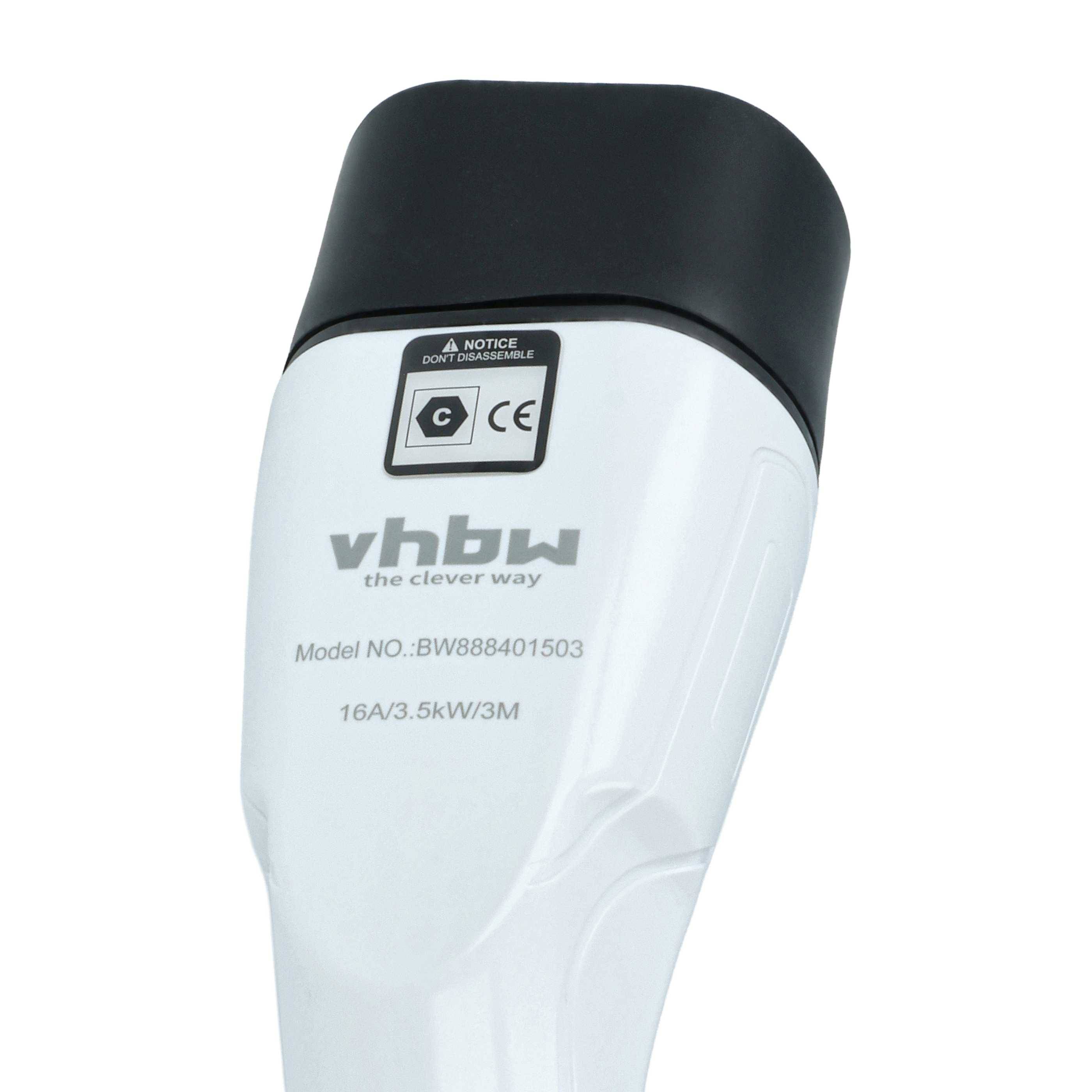 vhbw Typ 2 Ladekabel 3,5 kW 16 A 1-phasig 3 m für E-Auto - Kabel für Wallbox & Haushaltssteckdose Typ F CEE 7/7