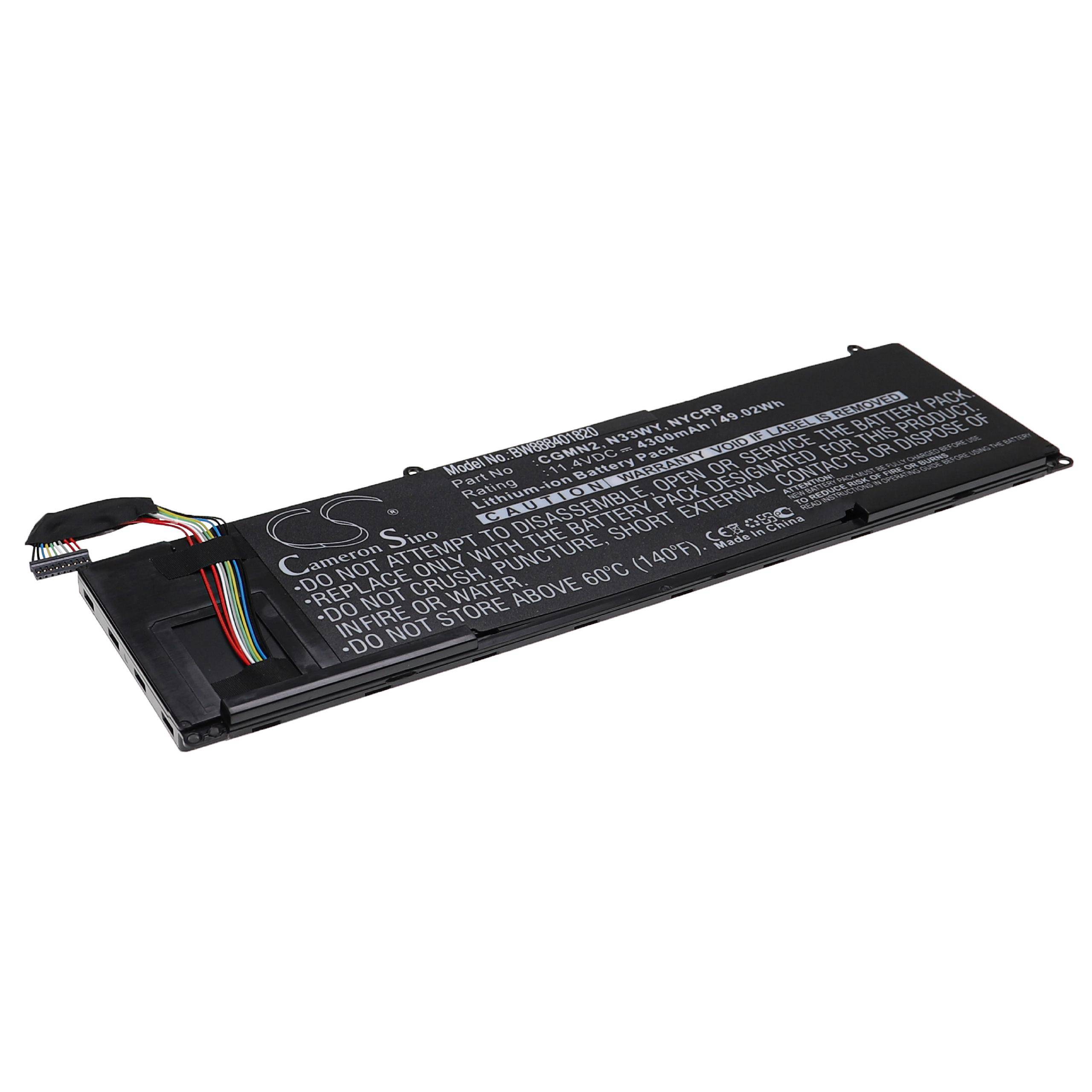 vhbw Akku Ersatz für Dell 0CGMN2, P19T003, P19T002, P19T001, P19T, NYCRP, N33WY, CGMN2 für Notebook (4300 mAh, 11,4 V, Li-Ion)