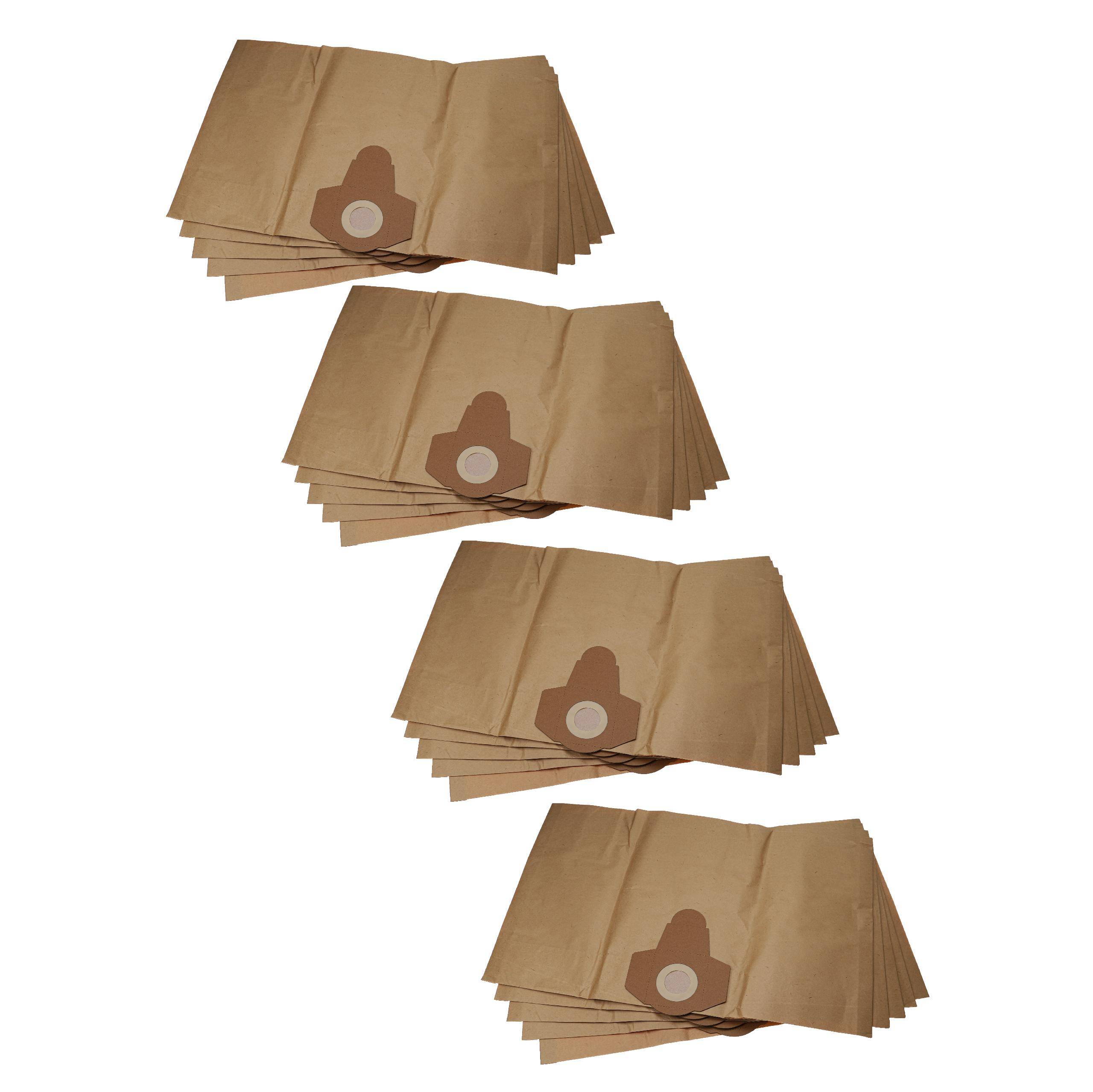 vhbw 20x Staubsaugerbeutel kompatibel mit Parkside PNTS 1500 A1 IAN 63677, PNTS 1500 B2 IAN 87778 Staubsauger - Papier, 38,5cm x 26cm Braun