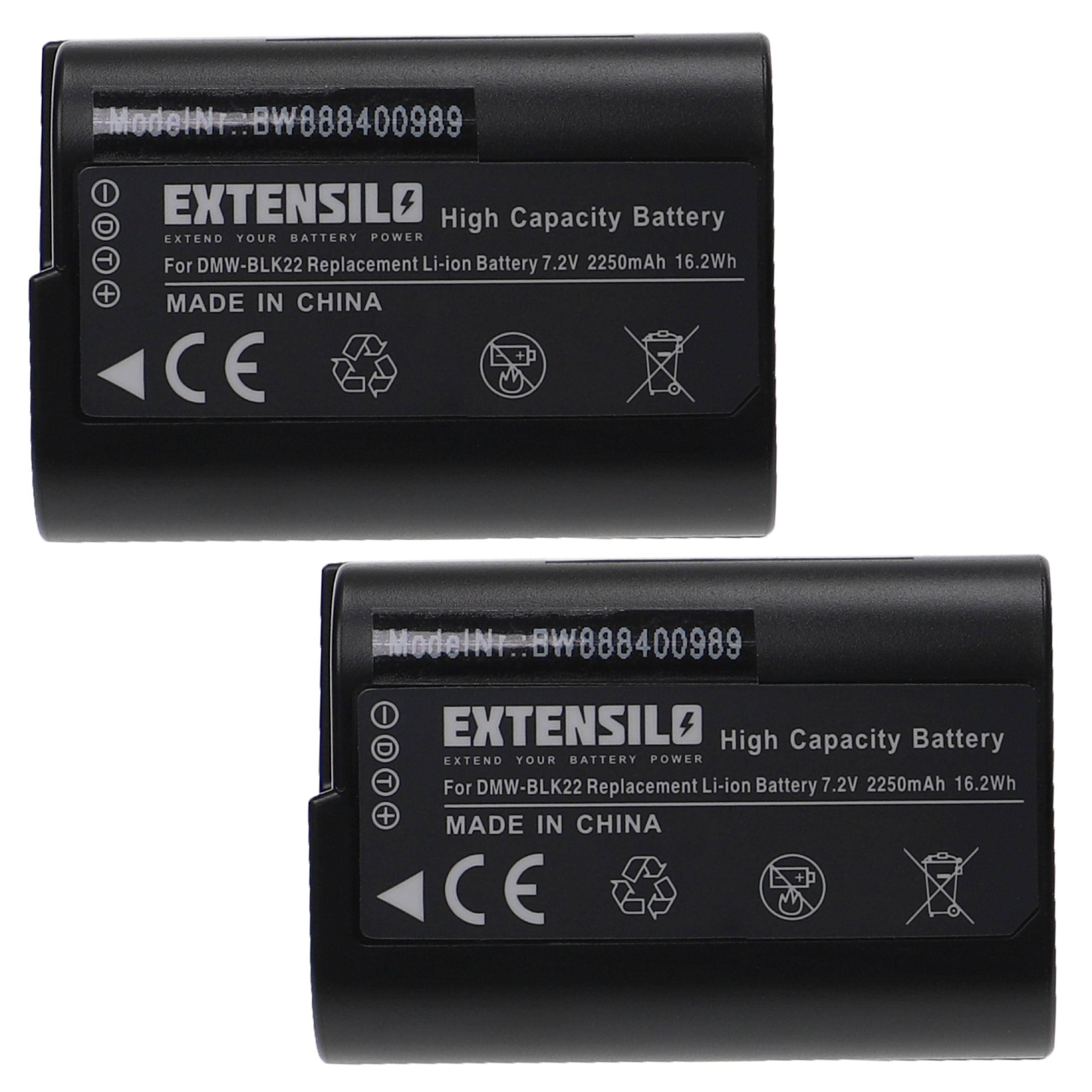 Zwei schwarze Extensilo Batterien mit der Bezeichnung „High Capacity Battery