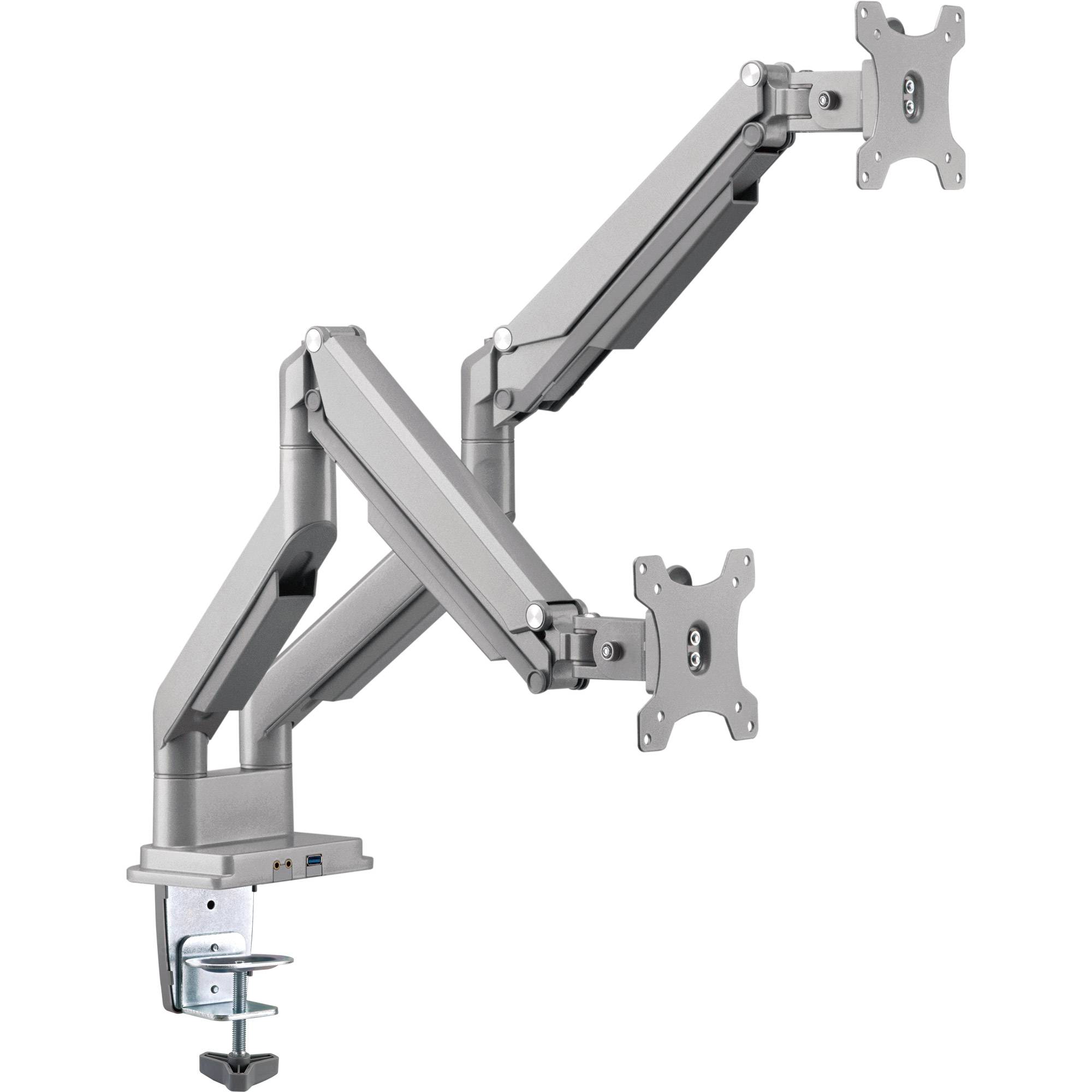 INLINE - Tischhalterung mit Lifter & USB/Audio - 2 Monitore bis 81cm (32""),silber