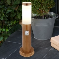 Sockelleuchte mit Bewegungsmelder Holz Optik Außen Standleuchte Pollerleuchte Edelstahl, Kunststoff weiß, 1x E27, DxH 7,6 x 45 cm Sockelleuchte mit Bewegungsmelder Holz Optik Außen Standleuchte Pollerleuchte Edelstahl, Kunststoff weiß, 1x E27, DxH 7,6 x 45 cm