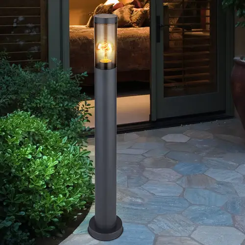 Standleuchte Edelstahl Sockelleuchte rauch anthrazit Außen Garten Stehlampe, Fernbedienung dimmbar, 1x RGB LED 8,5W 806Lm warmweiß, DxH 7,6x80 cm Standleuchte Edelstahl Sockelleuchte rauch anthrazit Außen Garten Stehlampe, Fernbedienung dimmbar, 1x RGB LED 8,5W 806Lm warmweiß, DxH 7,6x80 cm