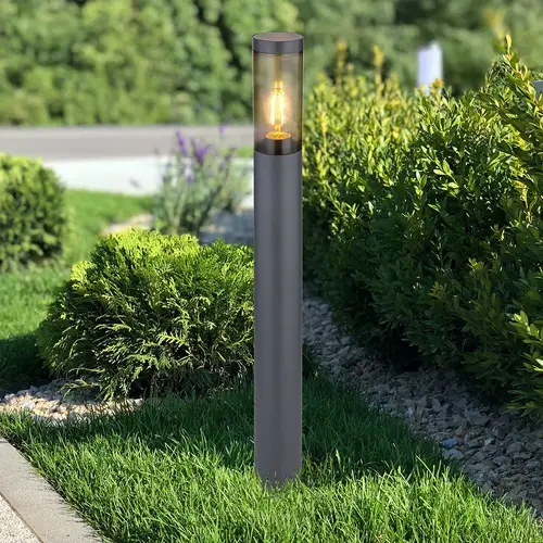 Standleuchte Außenbeleuchtung Sockelleuchte rauch anthrazit Außen Garten Stehlampe, Edelstahl Kunststoff, 1x E27, DxH 7,6x80 cm Standleuchte Außenbeleuchtung Sockelleuchte rauch anthrazit Außen Garten Stehlampe, Edelstahl Kunststoff, 1x E27, DxH 7,6x80 cm