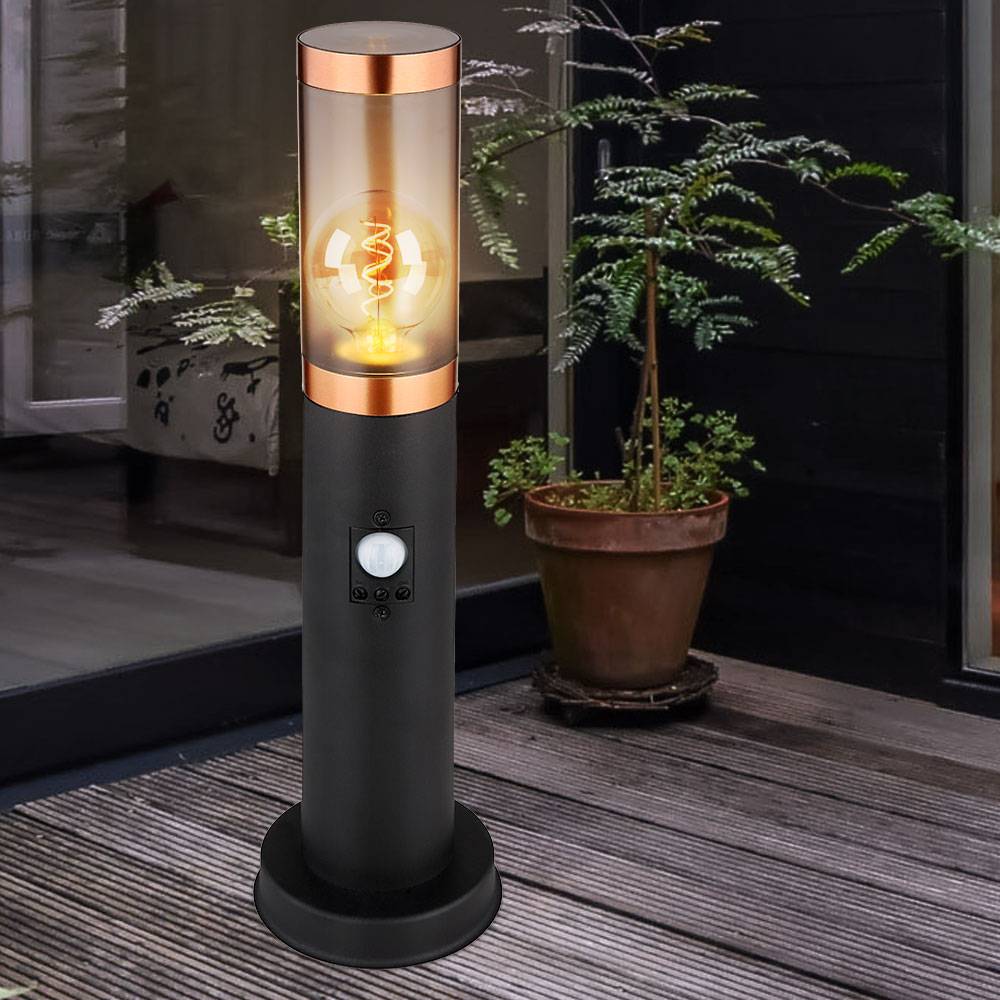 Sockelleuchte rauch Außenbeleuchtung mit Bewegungsmelder Garten Stehlampe, App Steuerung CCT, Edelstahl, Smart RGB LED 8,5W 806Lm, DxH 7,6x45 cm,3er