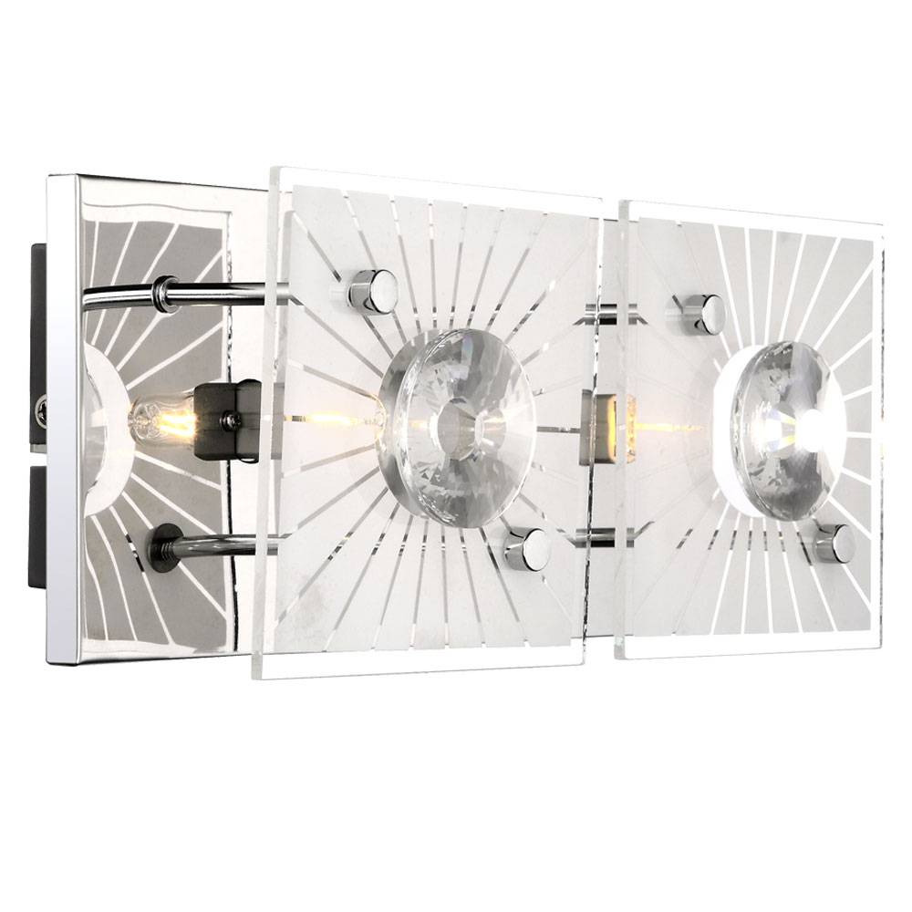 Wandleuchte Kristalle Kristallleuchte Wand Modern Wandlampe Glas Chrom, satiniert, 2-Flammig G9 Fassung, LxBxH 24x11x10 cm