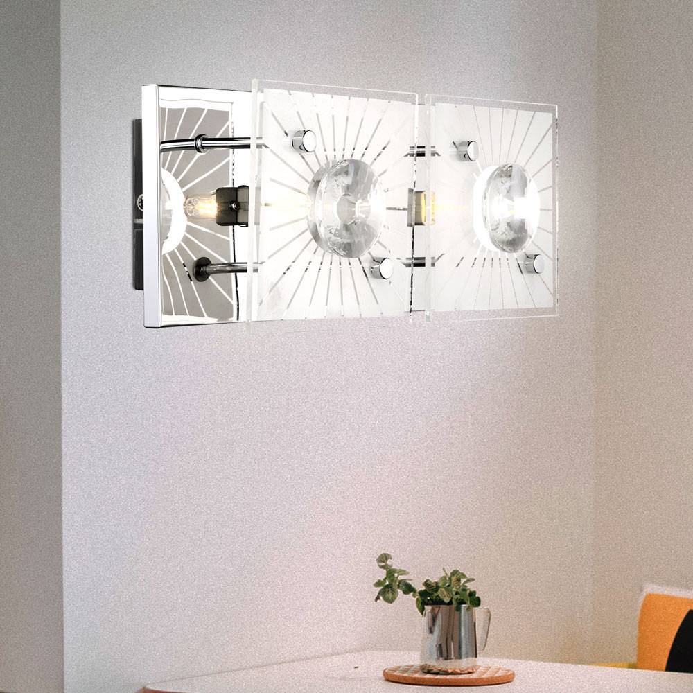 Wandleuchte Kristalle Kristallleuchte Wand Modern Wandlampe Glas Chrom, satiniert, 2-Flammig G9 Fassung, LxBxH 24x11x10 cm