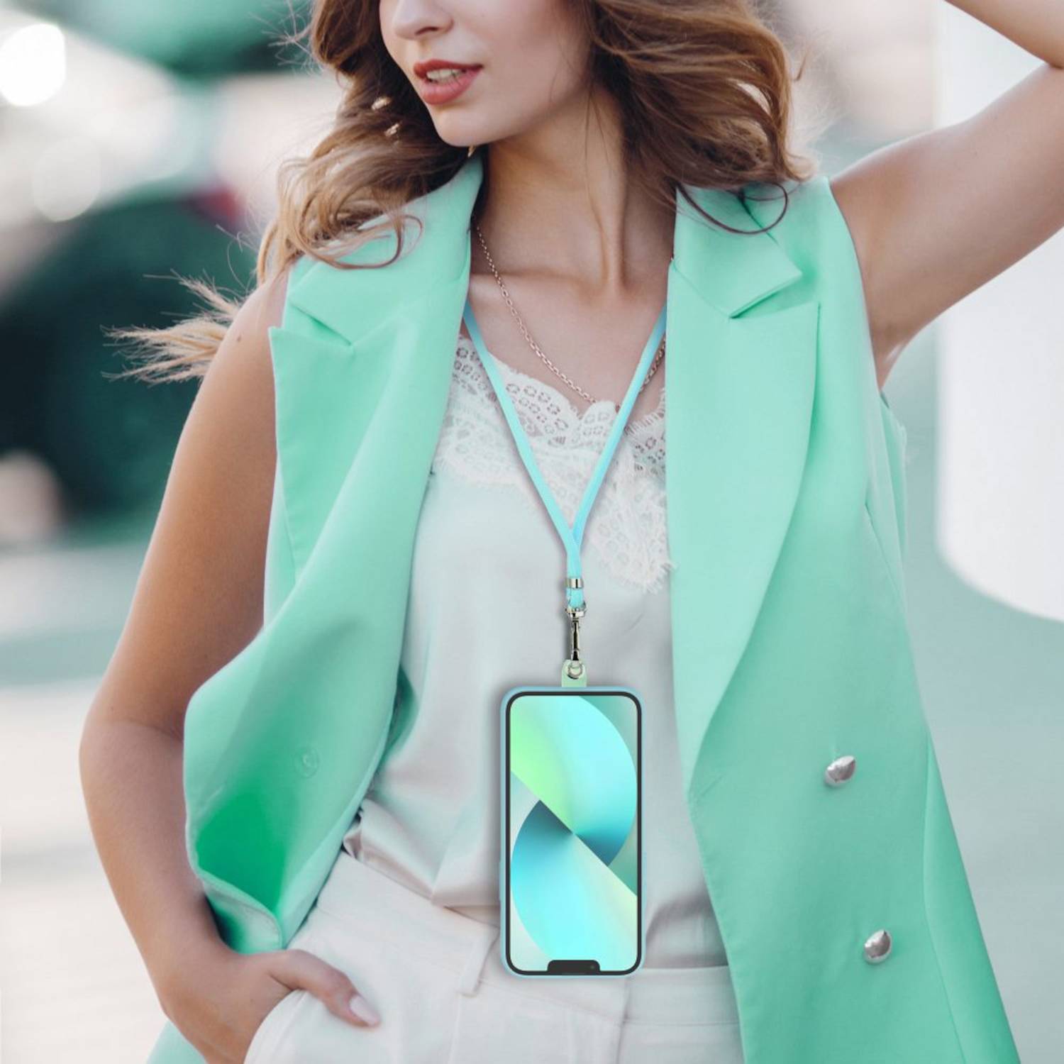 JAMCOVER universelles Handyband Poly Mint, Lanyard, Schlüsselband, Handykette