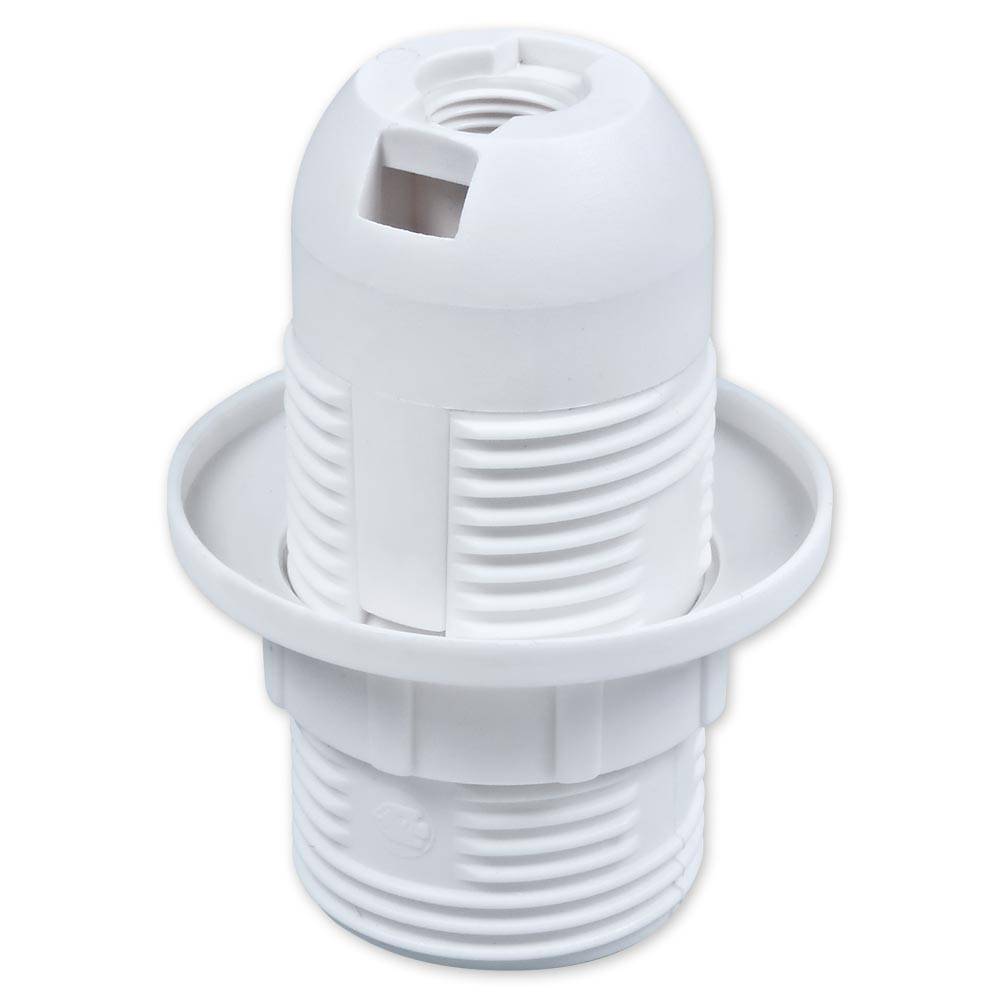 1 x E14 Lampenfassung (PBT), Gewindefassung mit Einbauring Weiß (RAL 9003)