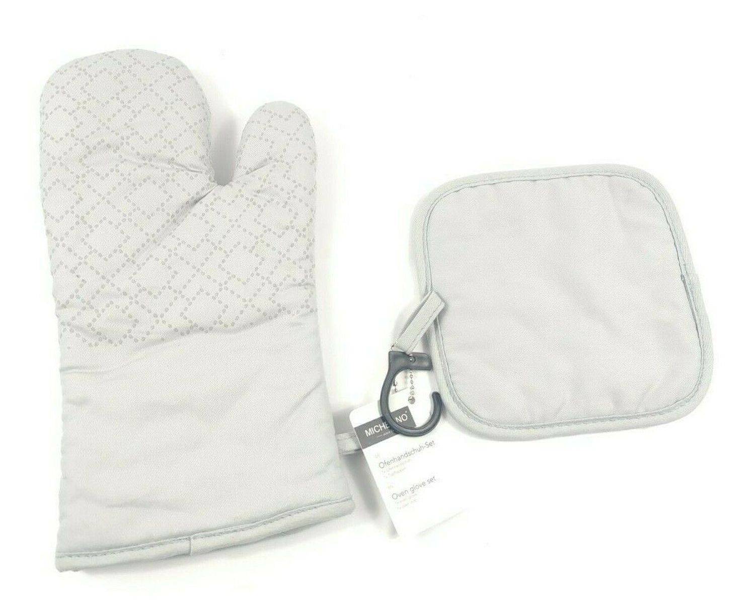 Topfhandschuh Set Ofenhandschuh Backhandschuh Topflappen Kochhandschuh weiß