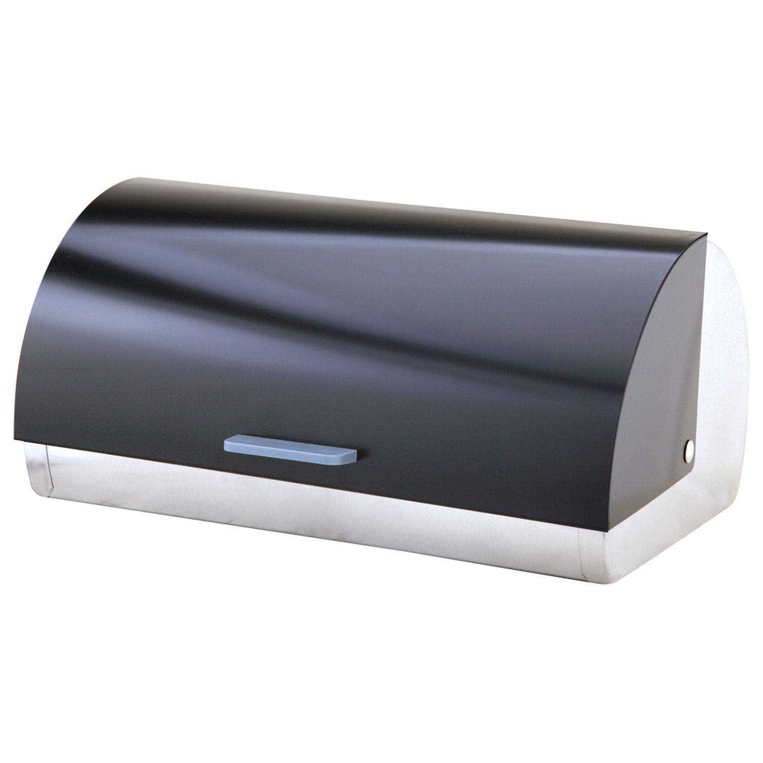 Michelino Brotbehälter 38.5 x 28 x 18.5 cm Edelstahl mit Rolldeckel Brotkasten Rollbrotkasten Brotkiste Schwarz