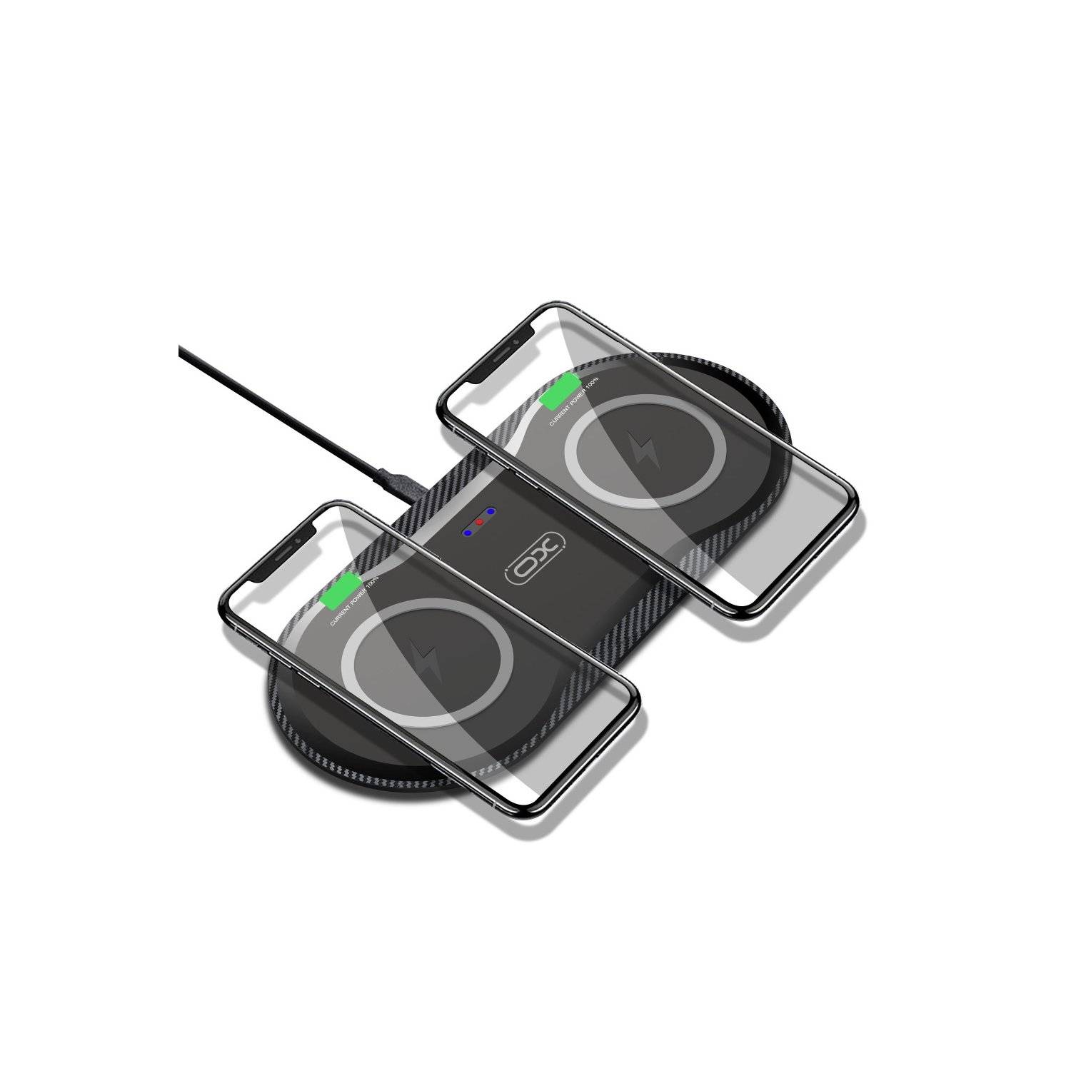 XO WX026 2in1 Wireless Charger für Kopfhörer Bluetooth 2 Smartphones / Kopfhörer mit 2 Ladespulen Schwarz
