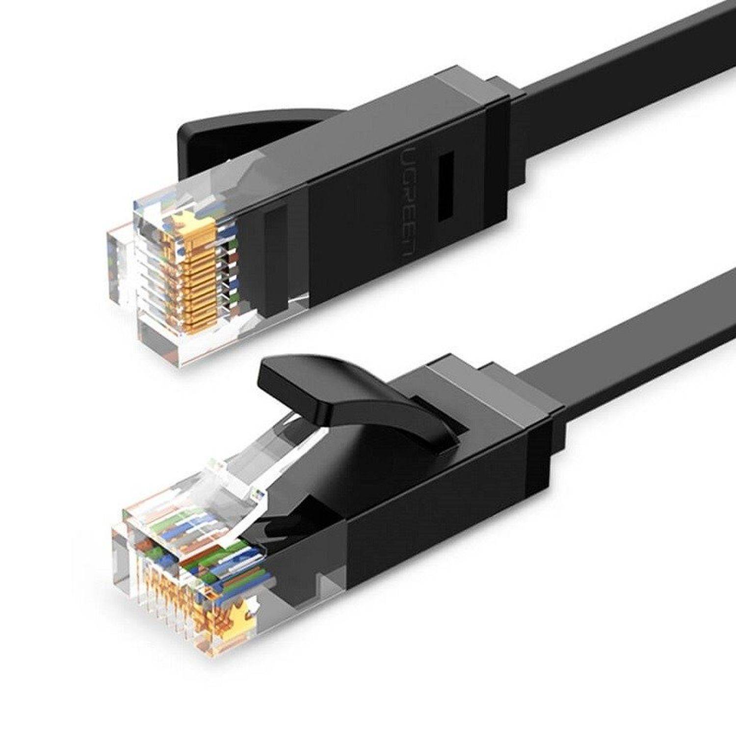 Ugreen 3m Netzwerkkabel flaches LAN Kabel Internetkabel Ethernet patchcord Cat 6 RJ45 UTP 1000Mbp Schwarz