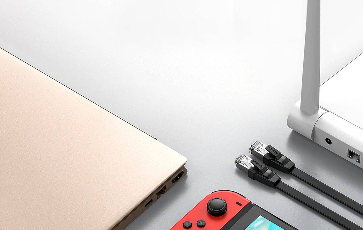 Ugreen 2m Netzwerkkabel flaches LAN Kabel Internetkabel Ethernet patchcord NW134 Cat 8 U/FTP RJ45 1000Mbp Schwarz