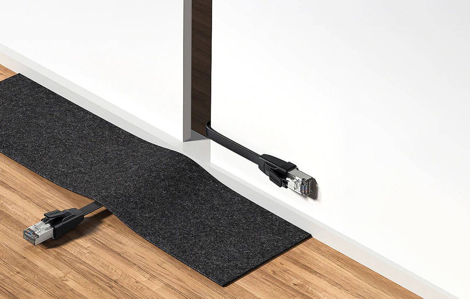 Ugreen 2m Netzwerkkabel flaches LAN Kabel Internetkabel Ethernet patchcord NW134 Cat 8 U/FTP RJ45 1000Mbp Schwarz