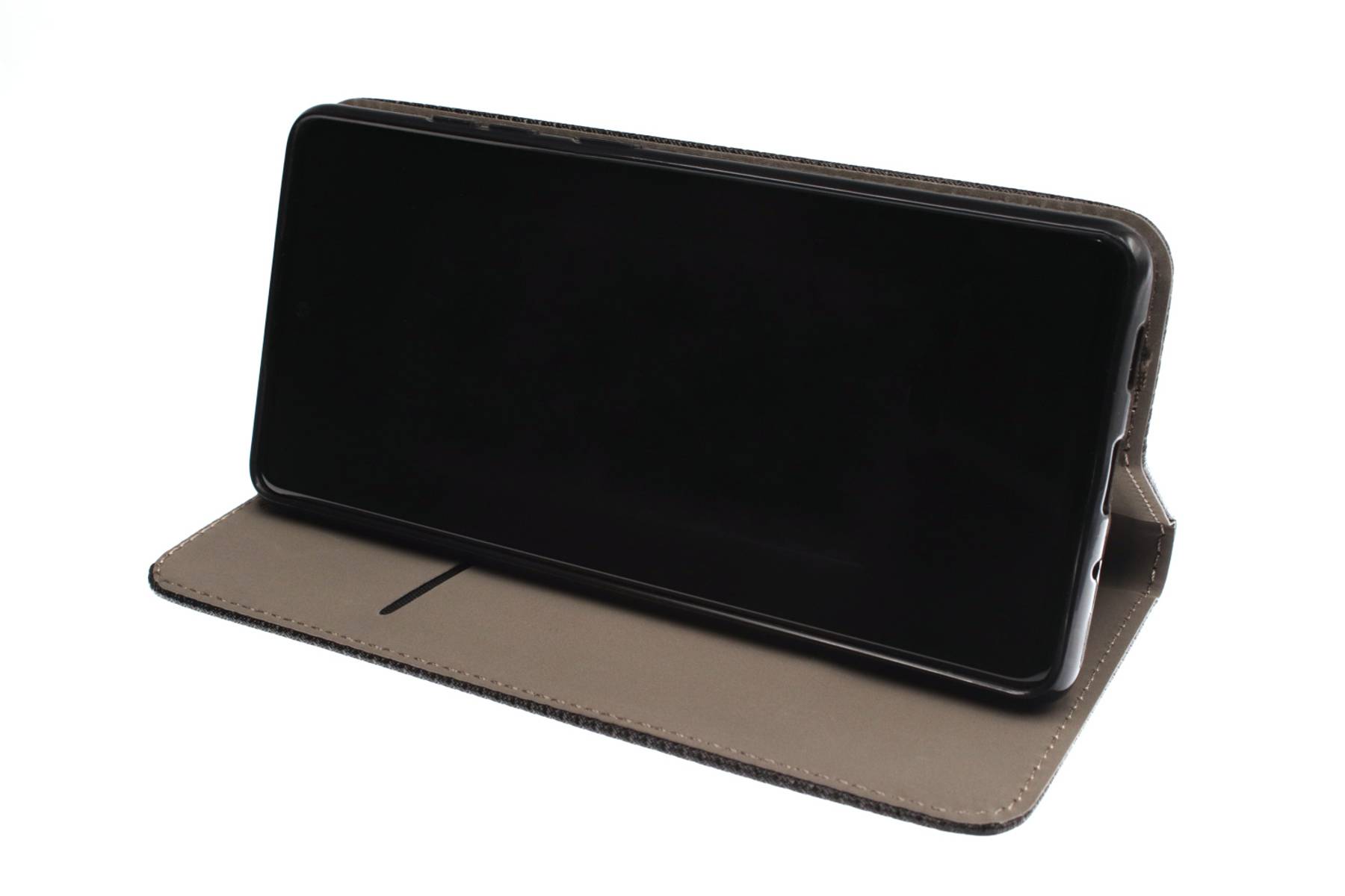 JAMCOVER Bookcase Texture Schwatz für Motorola moto g55 5G - Handytasche mit Kartenfach und Standfunktion