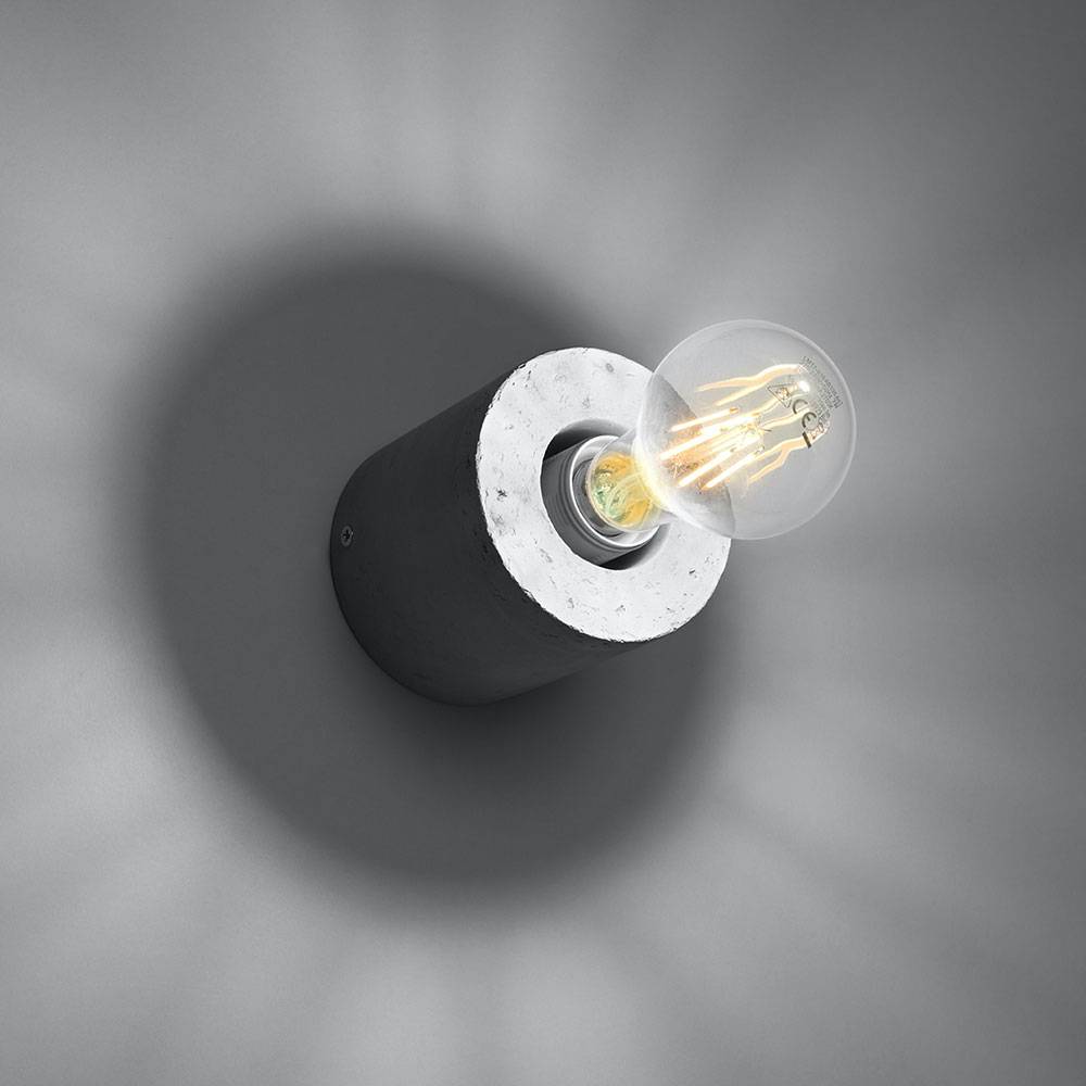 Wandleuchte Beton rund Wandlampe Treppenhaus Innen Wandlampe grau, ohne Lampenschirm, grau, 1x E27, DxH 10x10 cm