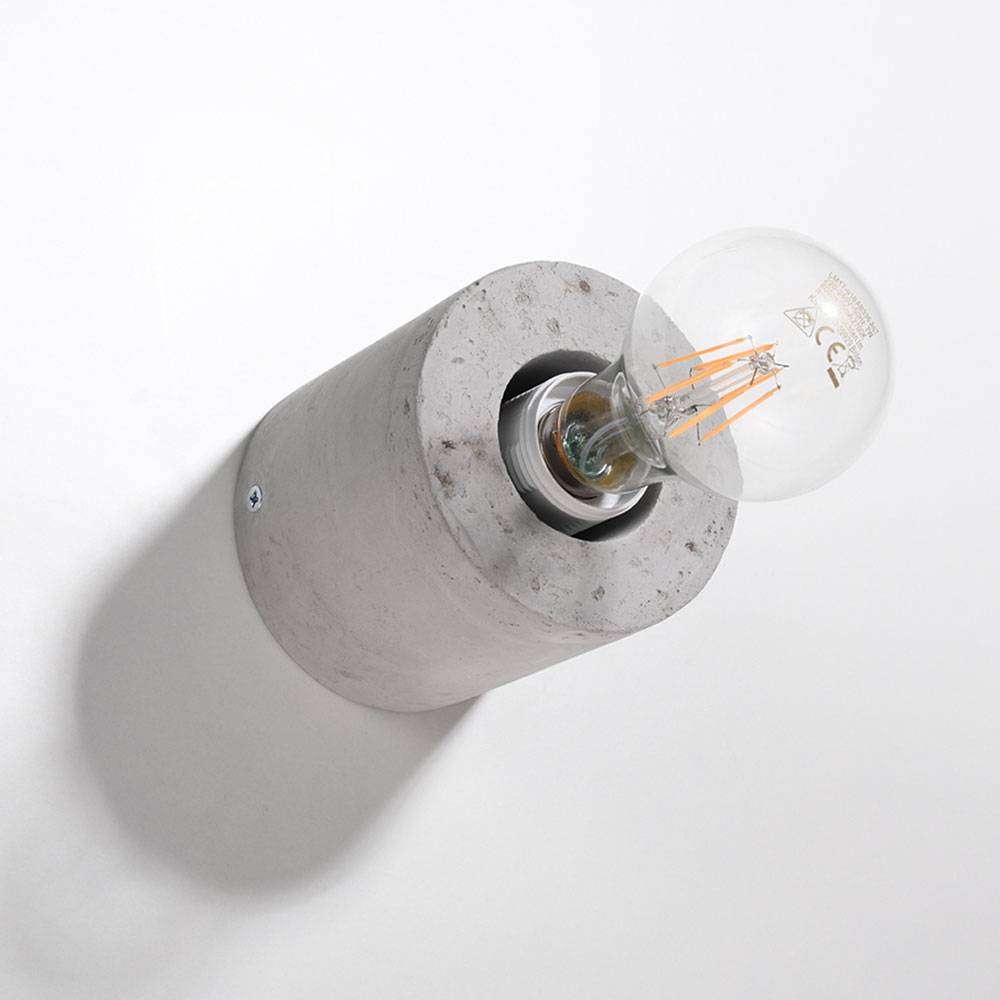 Wandleuchte Beton rund Wandlampe Treppenhaus Innen Wandlampe grau, ohne Lampenschirm, grau, 1x E27, DxH 10x10 cm