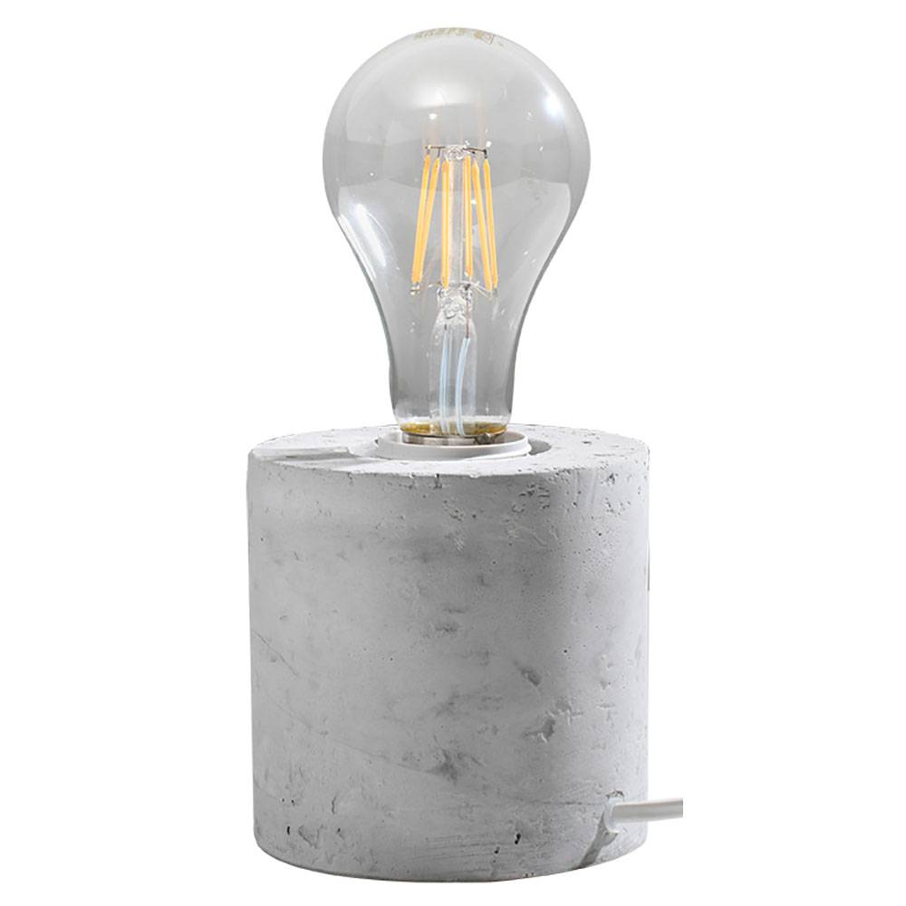 Tischleuchte Beton E27 Nachttischleuchte Betonlampe Tischlampe, grau ohne Lampenschirm, DxH 10x10 cm