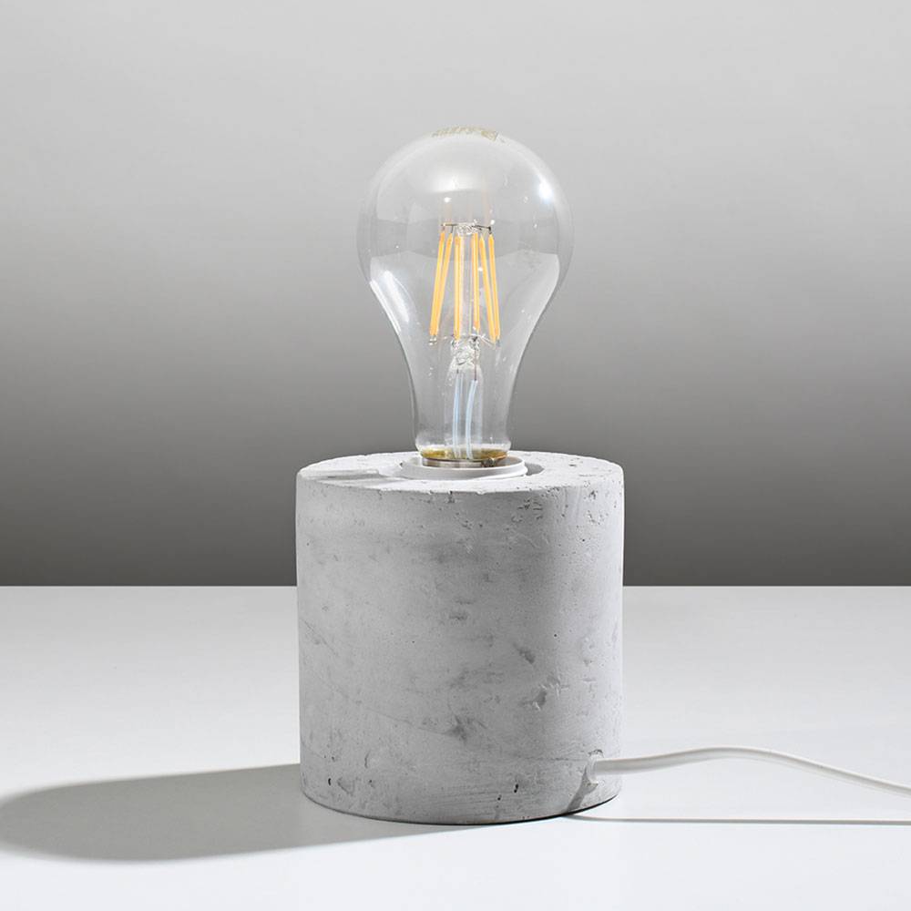 Tischleuchte Beton E27 Nachttischleuchte Betonlampe Tischlampe, grau ohne Lampenschirm, DxH 10x10 cm