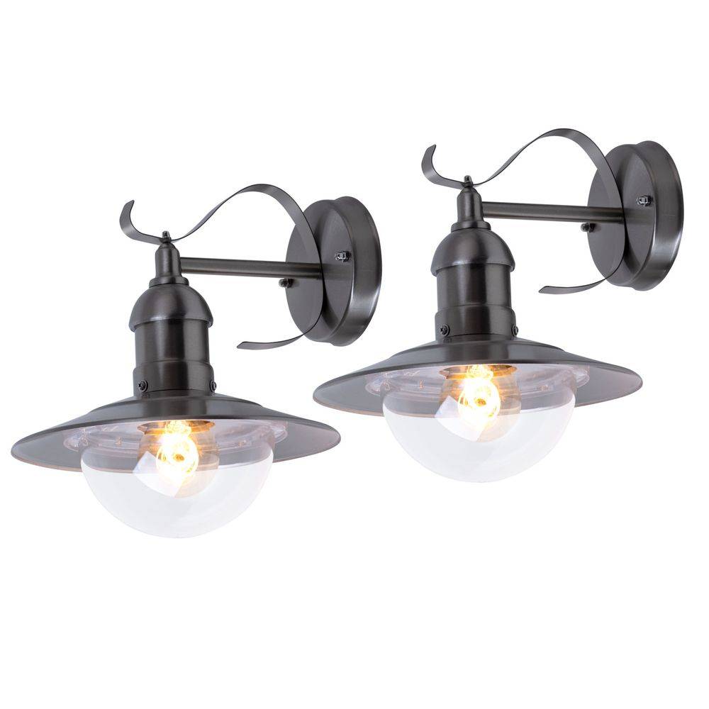 2er Set Wand Laternen Außen Leuchten Edelstahl Fassaden Lampen im Set inkl. LED-Leuchtmittel