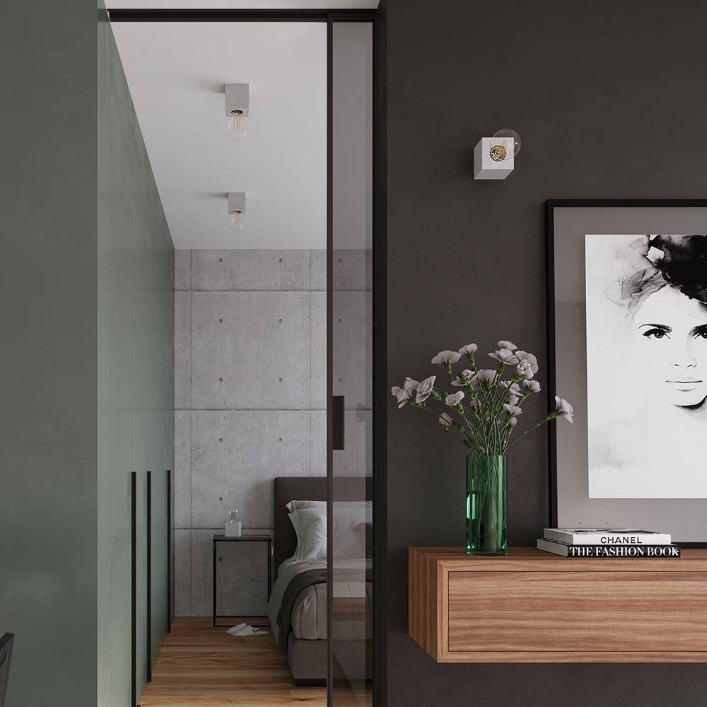 Beton Deckenleuchte Deckenlampe Industrial Wohnzimmer Lampenfassung Beton, ohne Lampenschirm, grau, 1x E27, DxH 10x10 cm