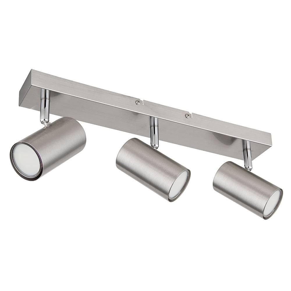 Deckenlampe silber Deckenstrahler 3 Flammig Deckenleuchte Wohnzimmer nickel mit beweglichen Spots, Metall, 3xGU10, LxBxH 41x6x12 cm