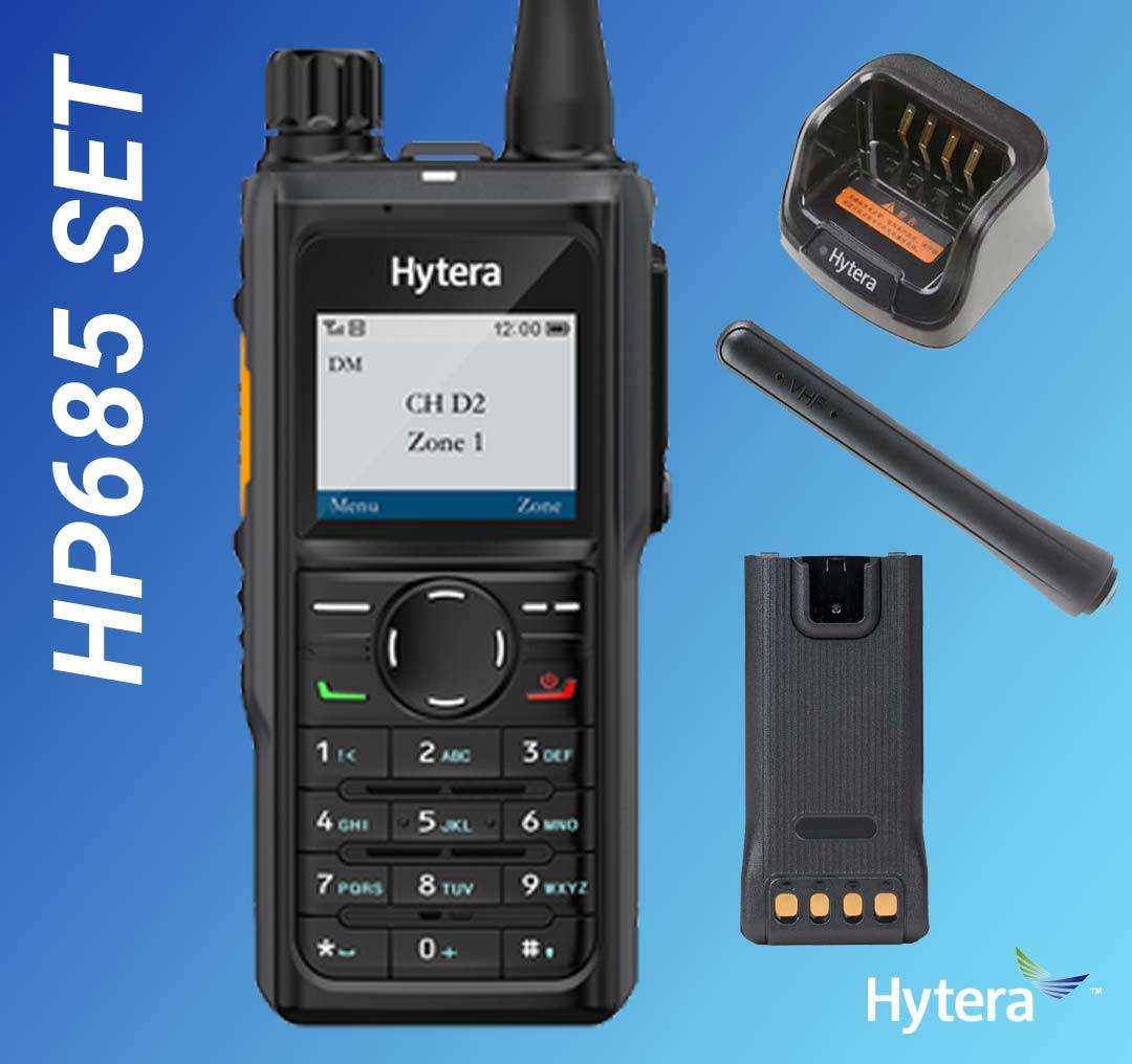 SET Hytera HP685 UHF 400-527MHz GPS Bluetooth Batterie Ladegerät Antenne AN0435H13 HP685BTUm