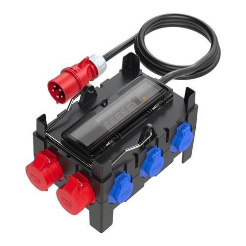 PC ELECTRIC 9130012 - Mobilverteiler "ISCHL BV" (Eingang: 1x Stecker 400V/32A/5-polig + 2m Kabel | Ausgang: 2x