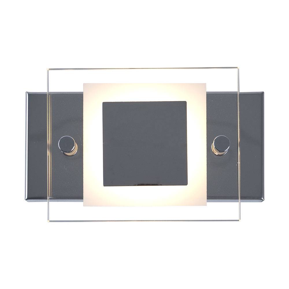 Wandleuchte Wandlampe Badleuchte Wandspot Wohnzimmerlampe Badezimmer Flur, IP44 Metall Glas Chrom, 1x ED 4,5W 400Lm 4000K, LxBxH 15x10x5cm