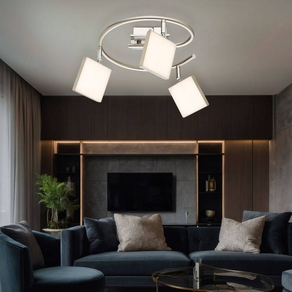 Deckenleuchte Spotrondell dimmbar Deckenlampe 3 Flammig Spotleuchte Decke schwenkbar, Metall, 3x LED 6W 400Lm warmweiß, DxH 28x18,8 cm