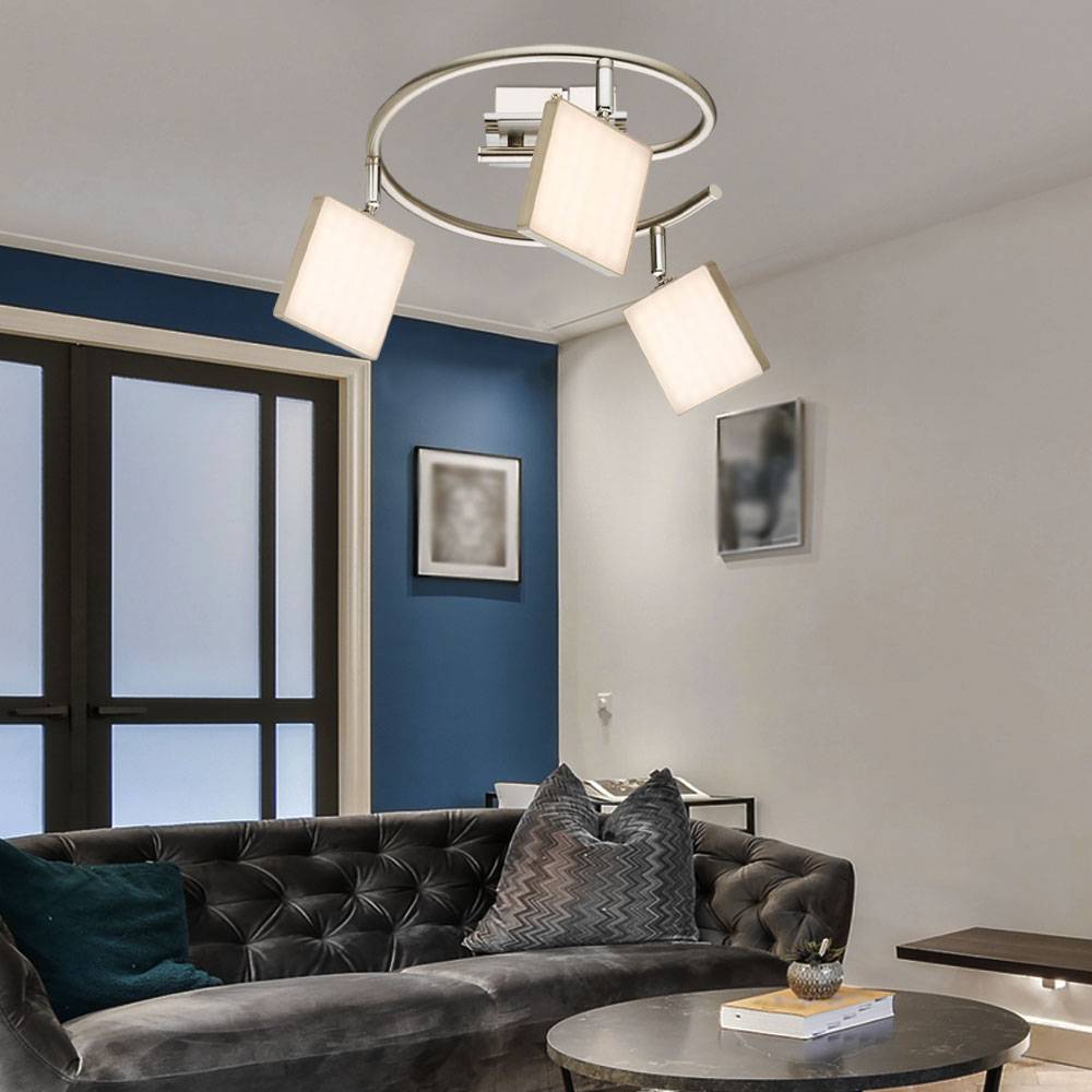 Deckenleuchte Spotrondell dimmbar Deckenlampe 3 Flammig Spotleuchte Decke schwenkbar, Metall, 3x LED 6W 400Lm warmweiß, DxH 28x18,8 cm