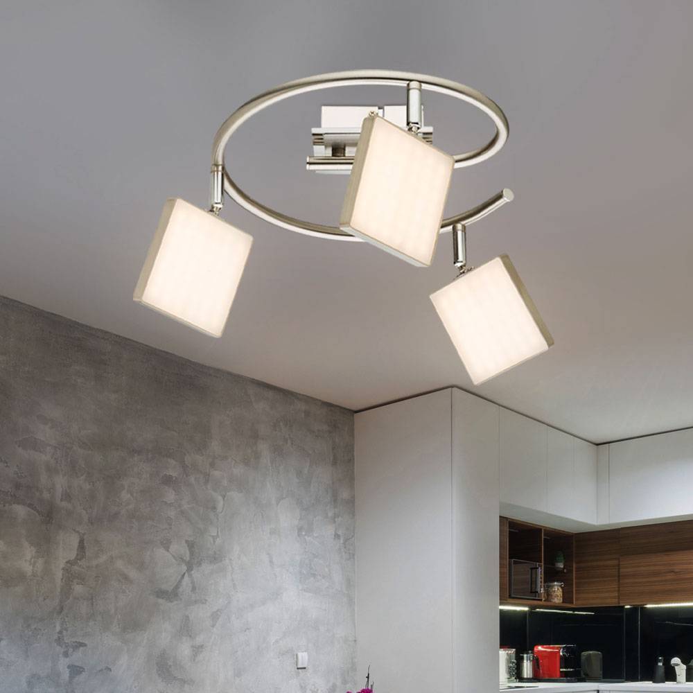 Deckenleuchte Spotrondell dimmbar Deckenlampe 3 Flammig Spotleuchte Decke schwenkbar, Metall, 3x LED 6W 400Lm warmweiß, DxH 28x18,8 cm